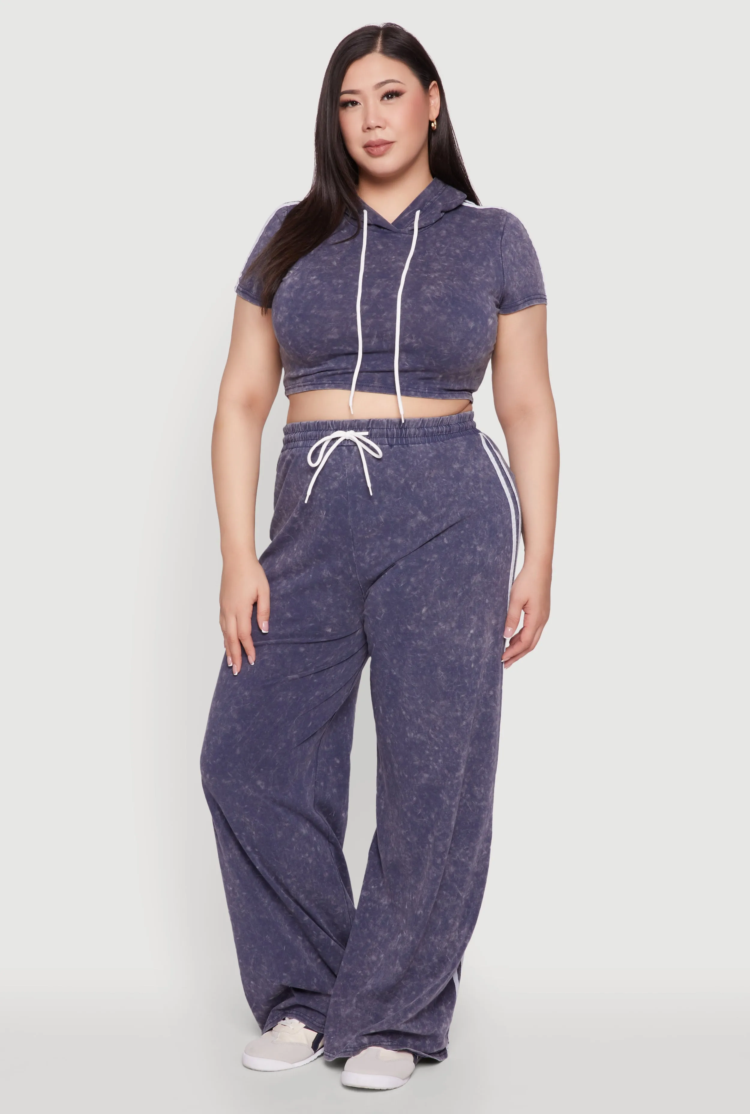 Plus Size Daisy High Waisted Wide Leg Casual Pants with Varsity Stripe sold by Rainbow