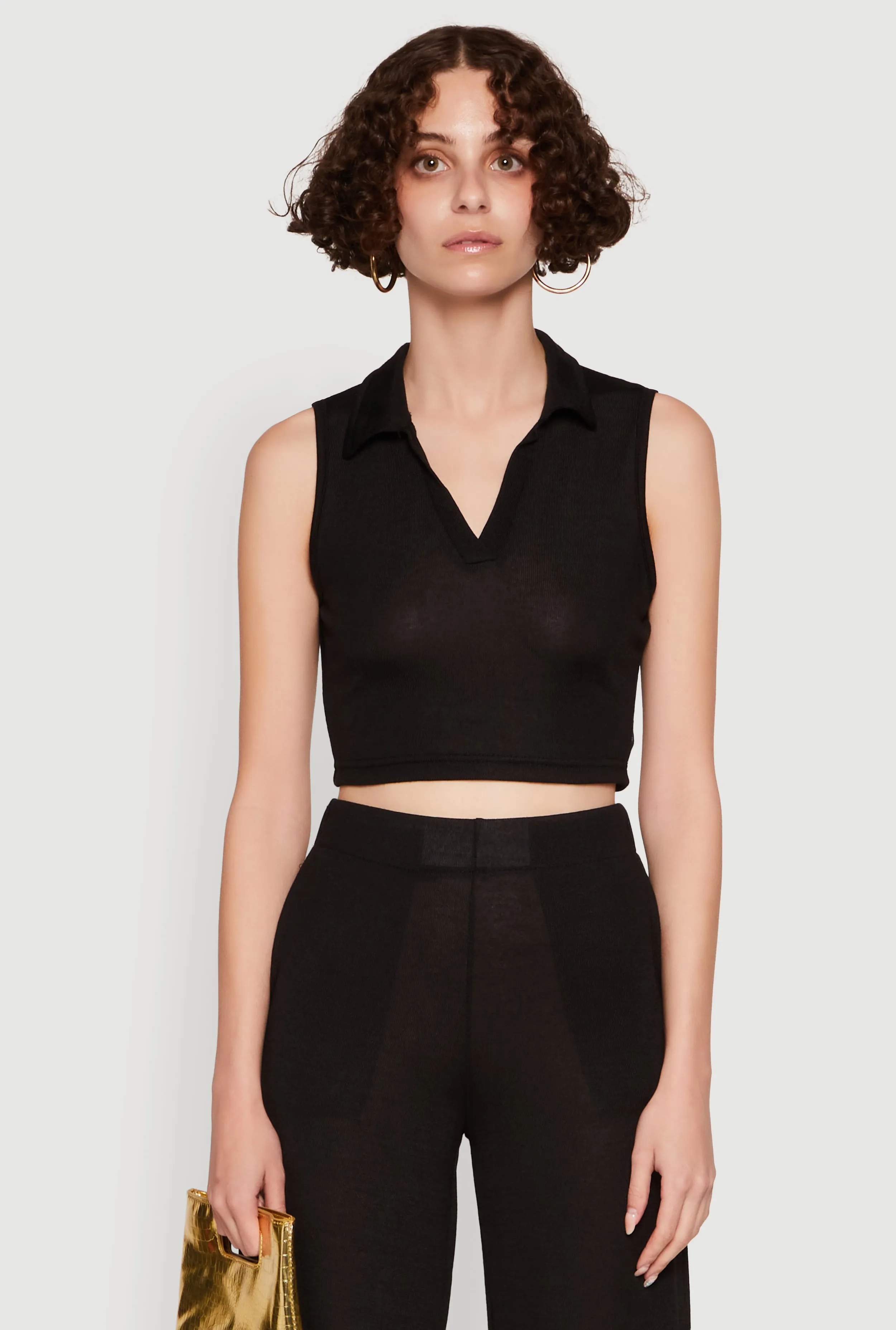 Daisy Sleeveless Collared Crop Top sold by Rainbow