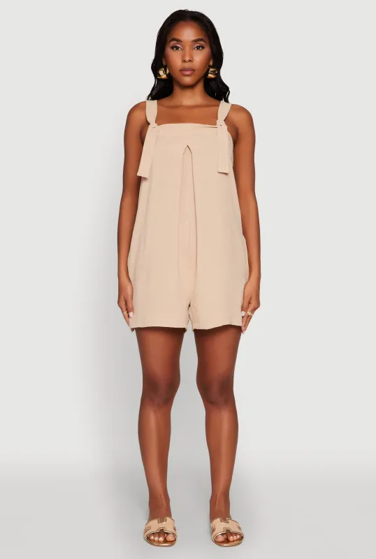 Chic Tie Sleeves Pleated Crepe Knit Romper sold by Rainbow
