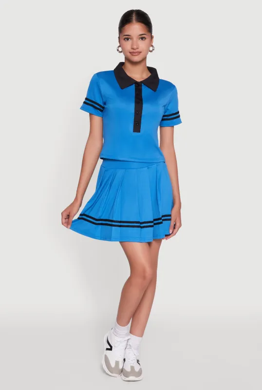 Trendy Varsity Stripe Pleated Mini Skirt sold by Rainbow