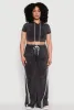 Plus Size Daisy Mineral Wash Cropped Hooded T Shirt with Varsity Stripe sold by Rainbow