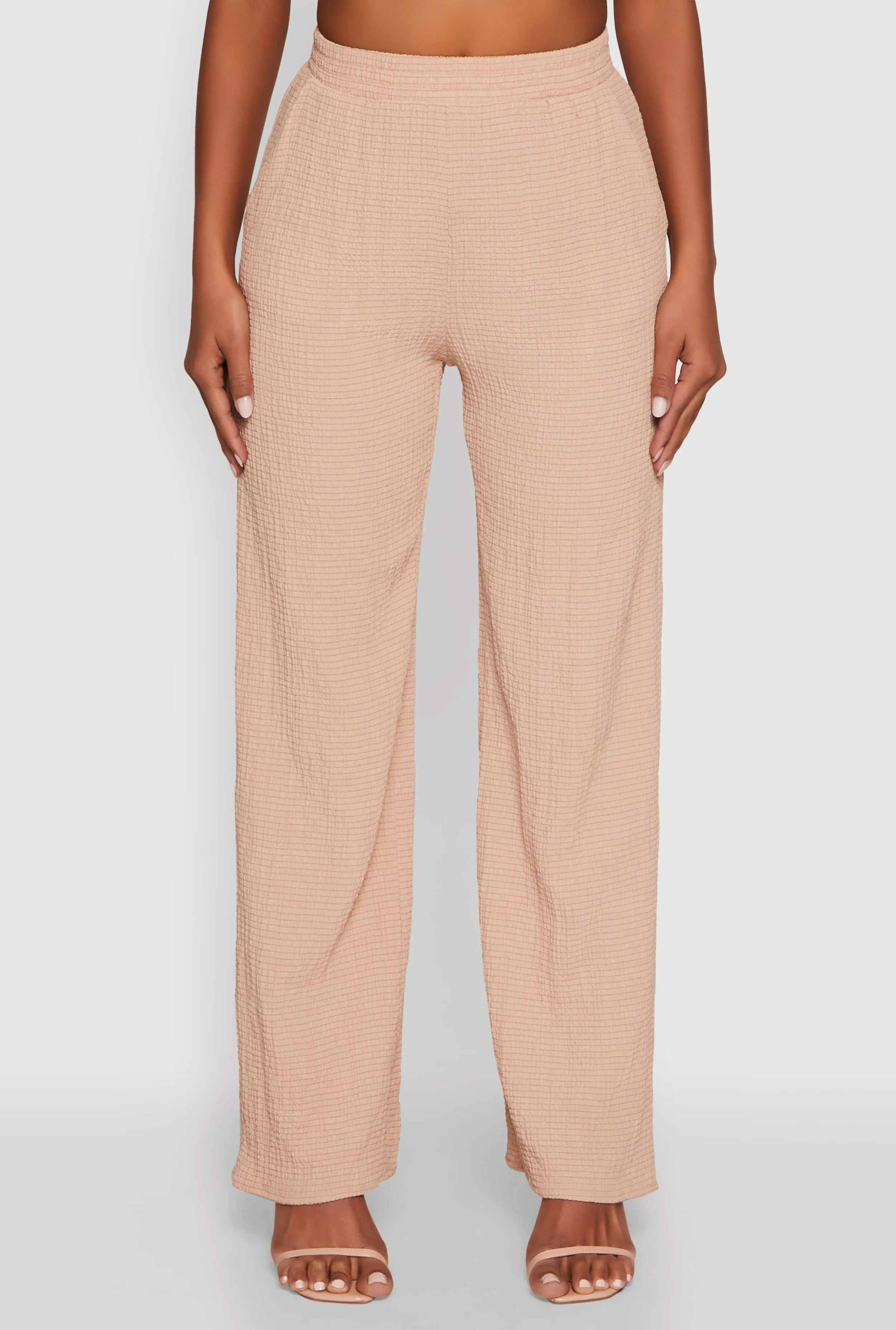 Stylish High Waisted Textured Knit Casual Pants sold by Rainbow product image thumbnail 3