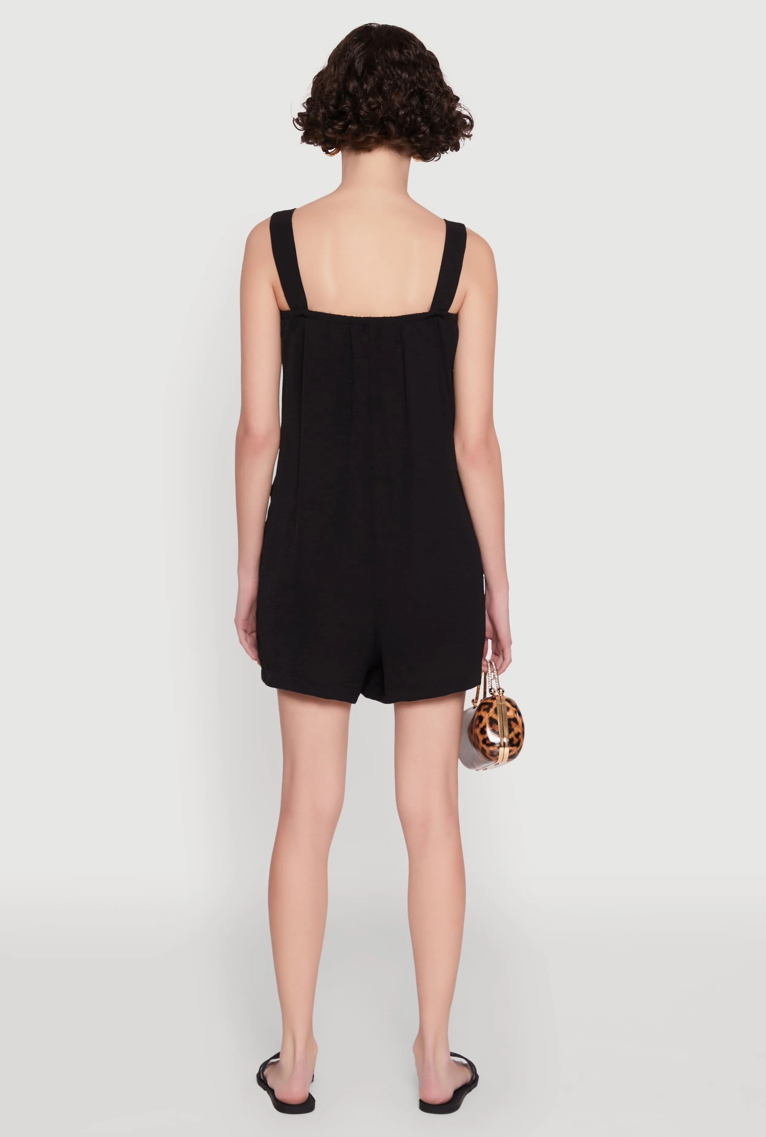 Chic Tie Sleeves Pleated Crepe Knit Romper sold by Rainbow product image thumbnail 5