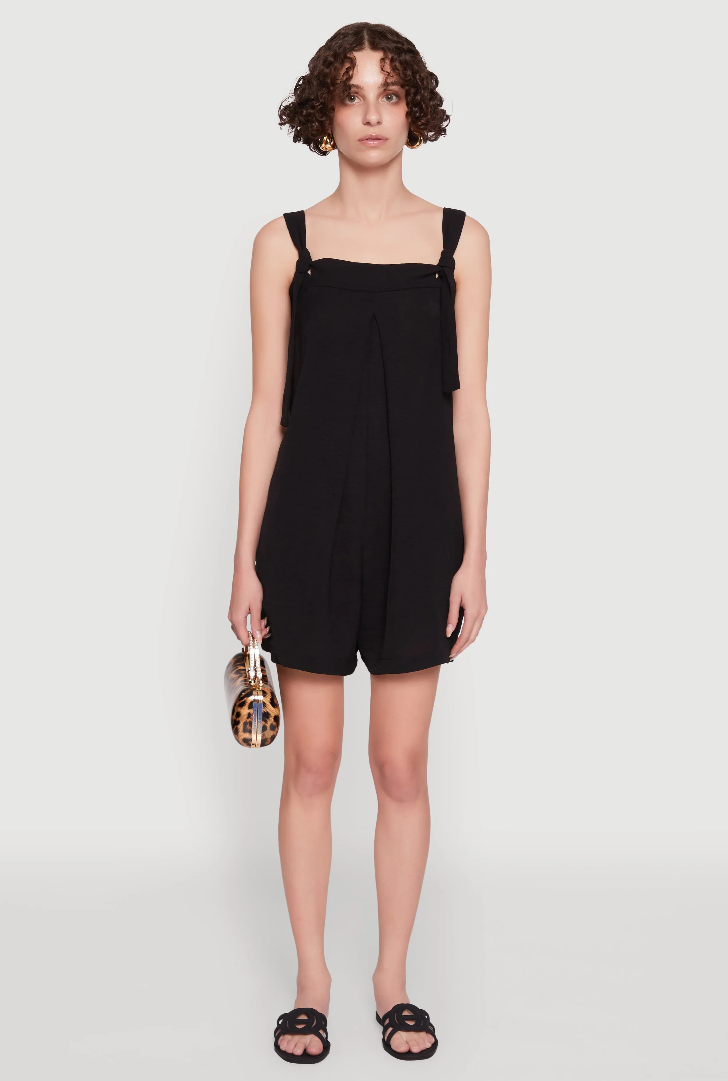 Chic Tie Sleeves Pleated Crepe Knit Romper sold by Rainbow product image thumbnail 2