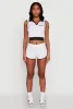 Stylish Contrast Trim Cropped Polo Top sold by Rainbow