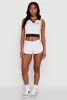 Stylish Contrast Trim Cropped Polo Top sold by Rainbow