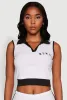 Stylish Contrast Trim Cropped Polo Top sold by Rainbow