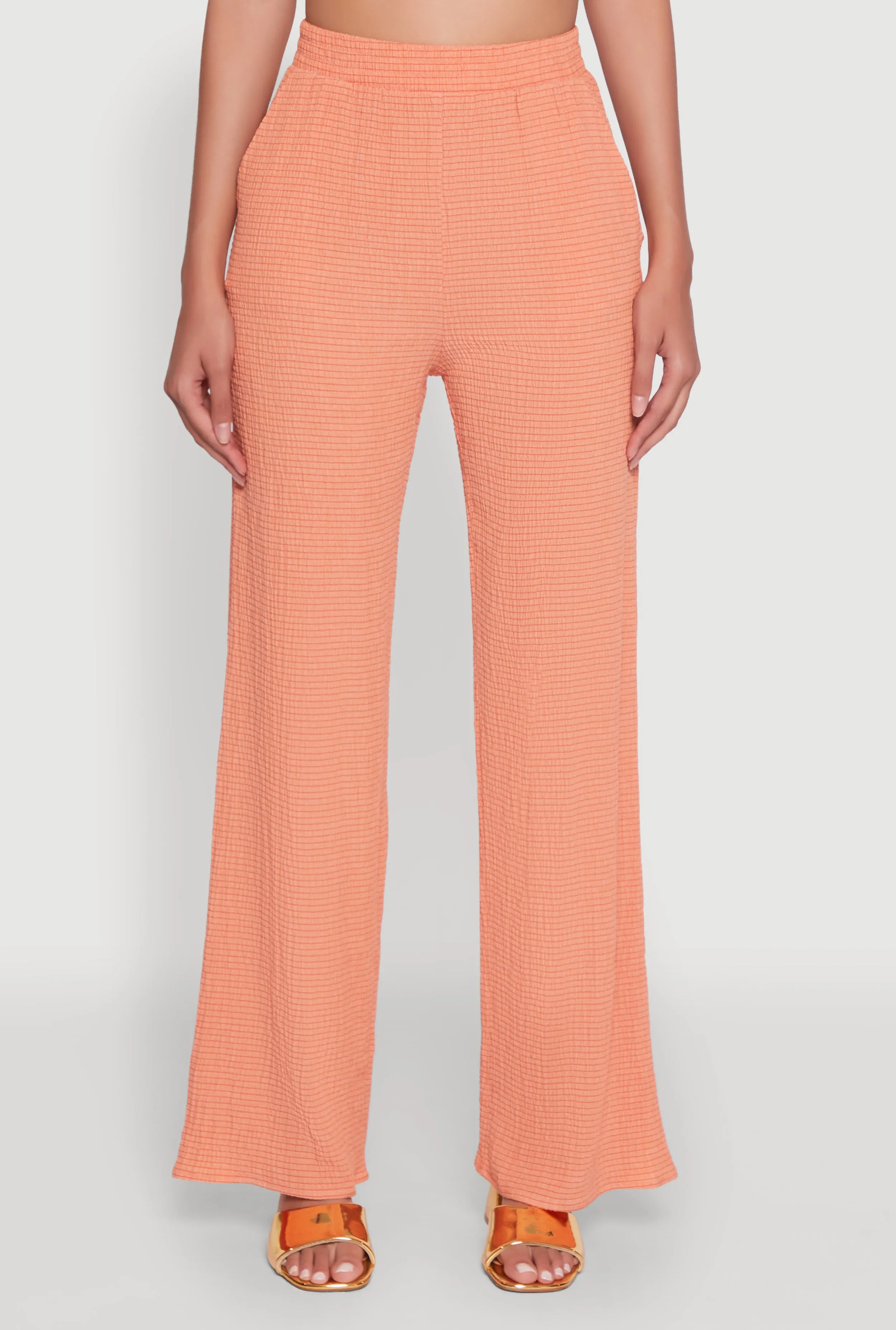 Stylish High Waisted Textured Knit Casual Pants sold by Rainbow product image thumbnail 3