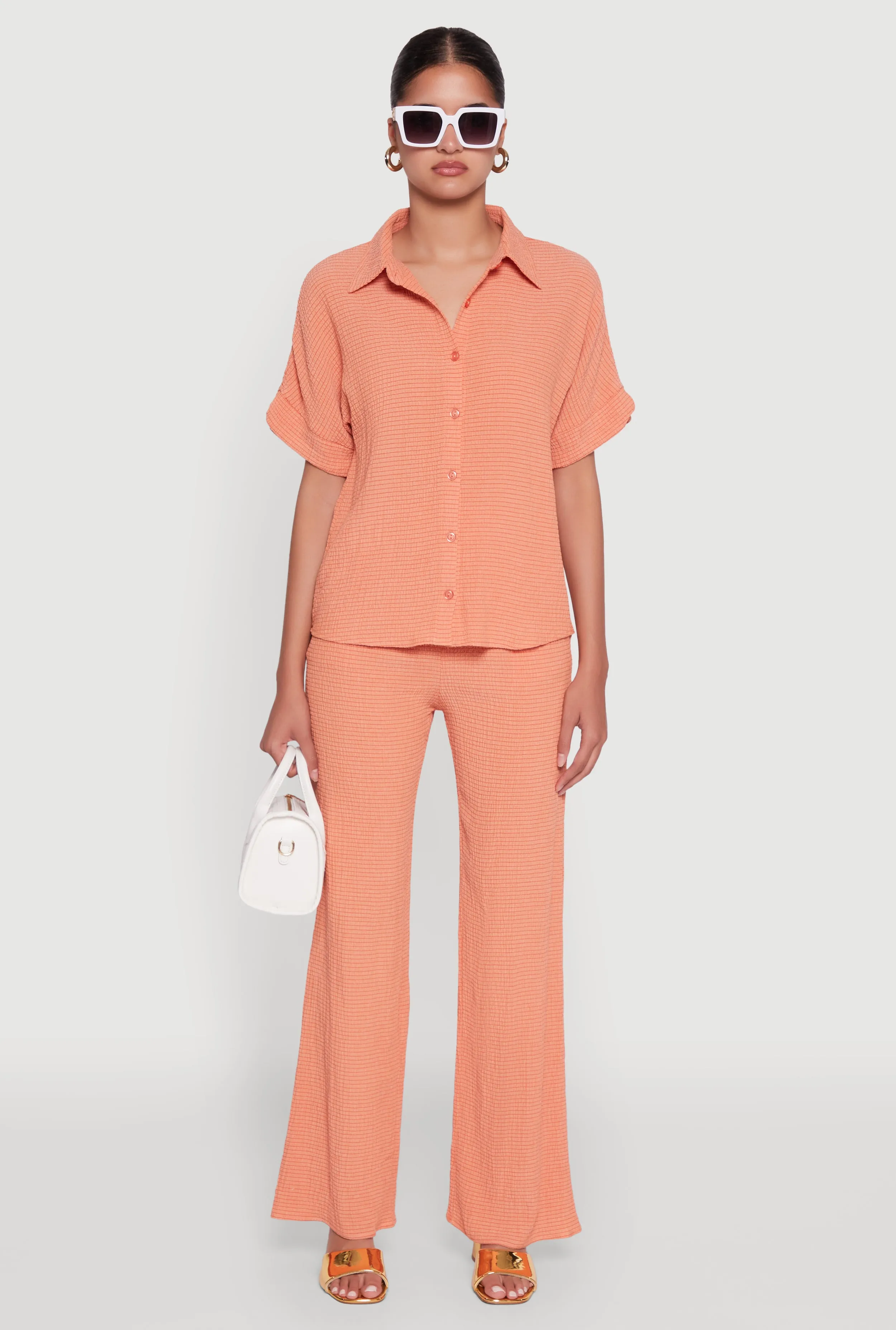 Stylish High Waisted Textured Knit Casual Pants sold by Rainbow product image thumbnail 2