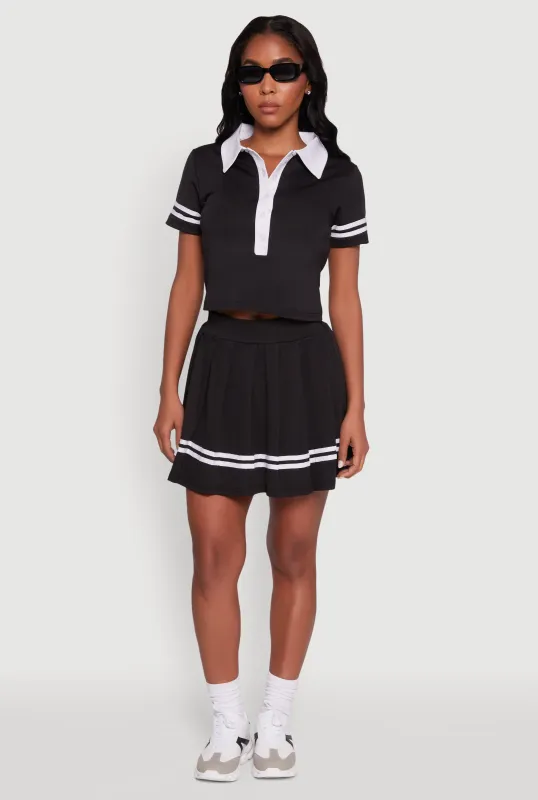 Trendy Varsity Stripe Pleated Mini Skirt sold by Rainbow