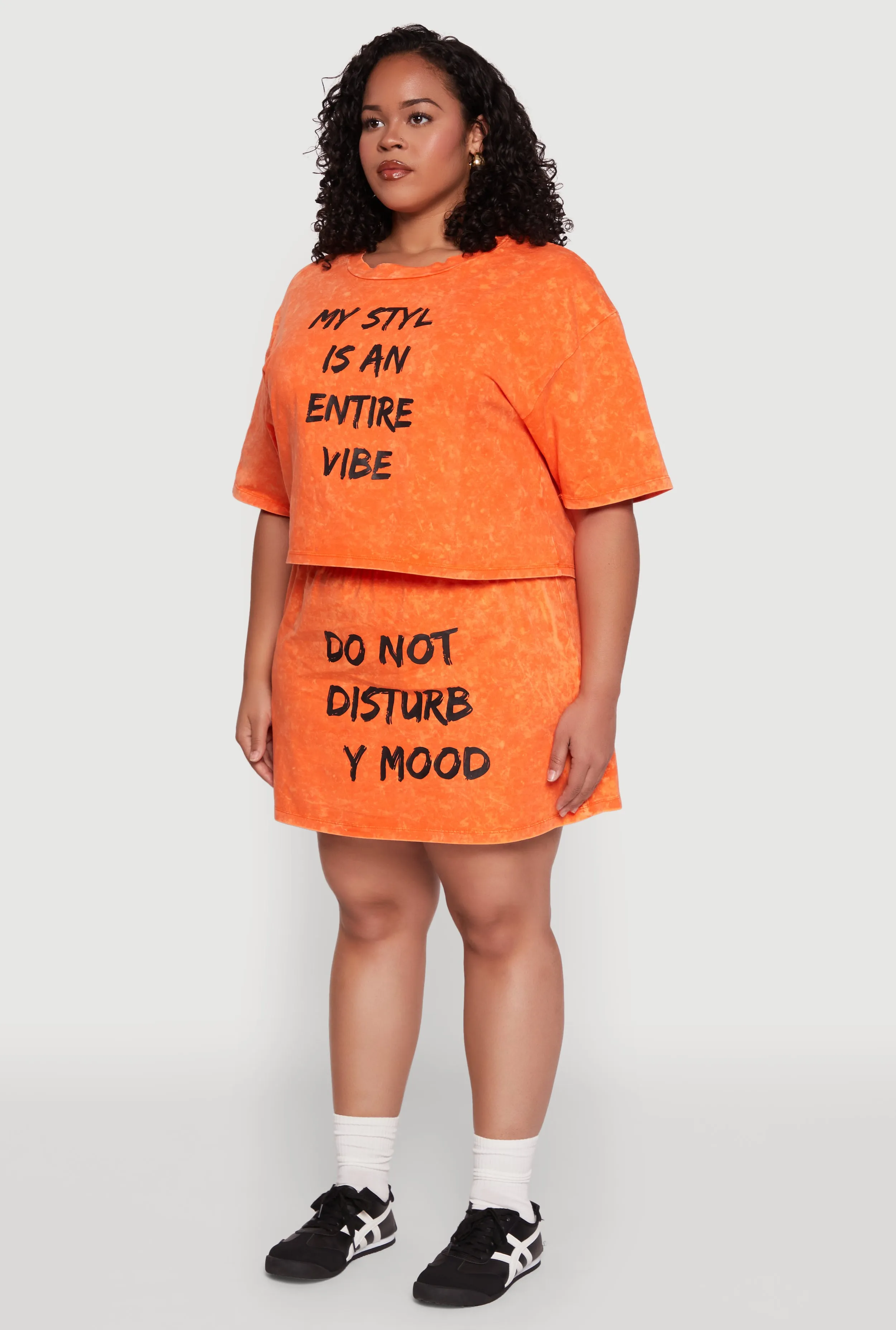 Plus Size Trendy Mineral Wash Entire Vibe Graphic Tee sold by Rainbow product image thumbnail 5