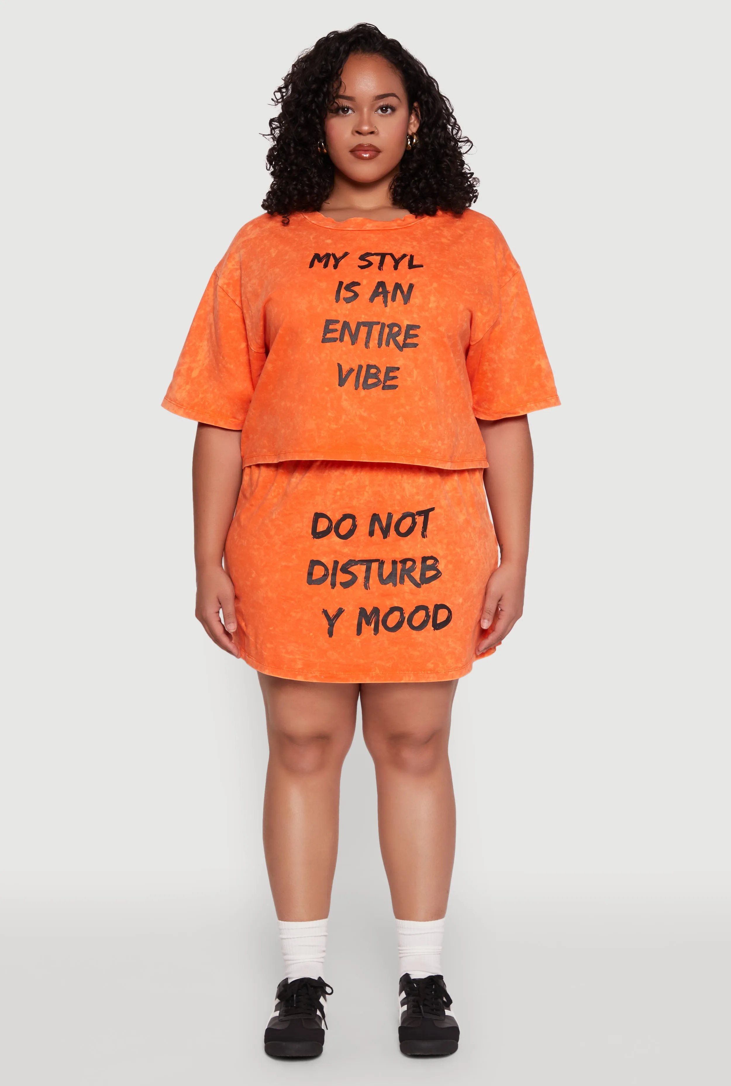 Plus Size Trendy Mineral Wash Entire Vibe Graphic Tee sold by Rainbow product image thumbnail 2