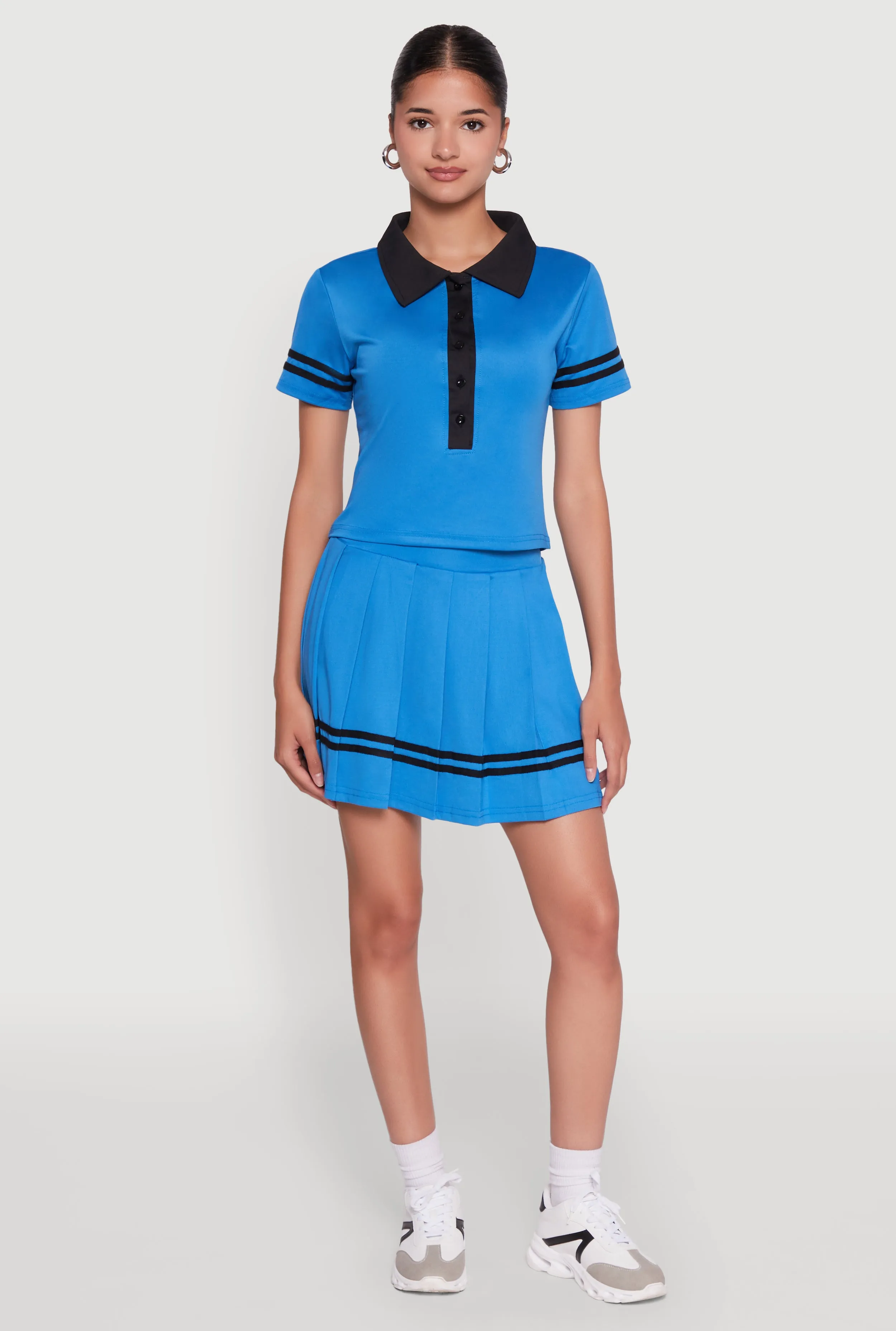 Contrast Trim and Varsity Stripe Cropped Shirt sold by Rainbow product image thumbnail 2