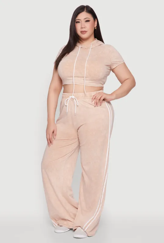 Plus Size Daisy High Waisted Wide Leg Casual Pants with Varsity Stripe sold by Rainbow