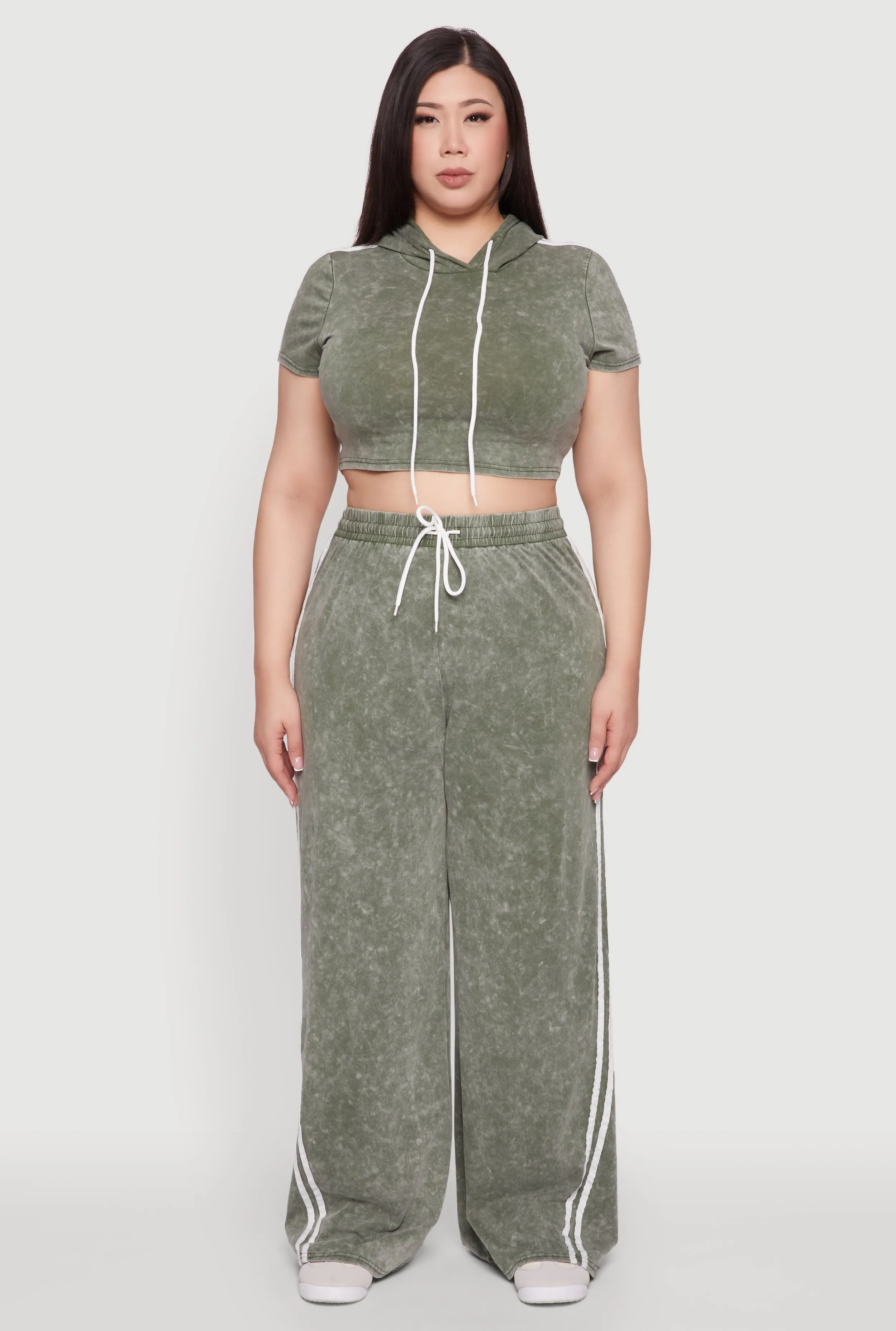 Plus Size Daisy High Waisted Wide Leg Casual Pants with Varsity Stripe sold by Rainbow product image thumbnail 2