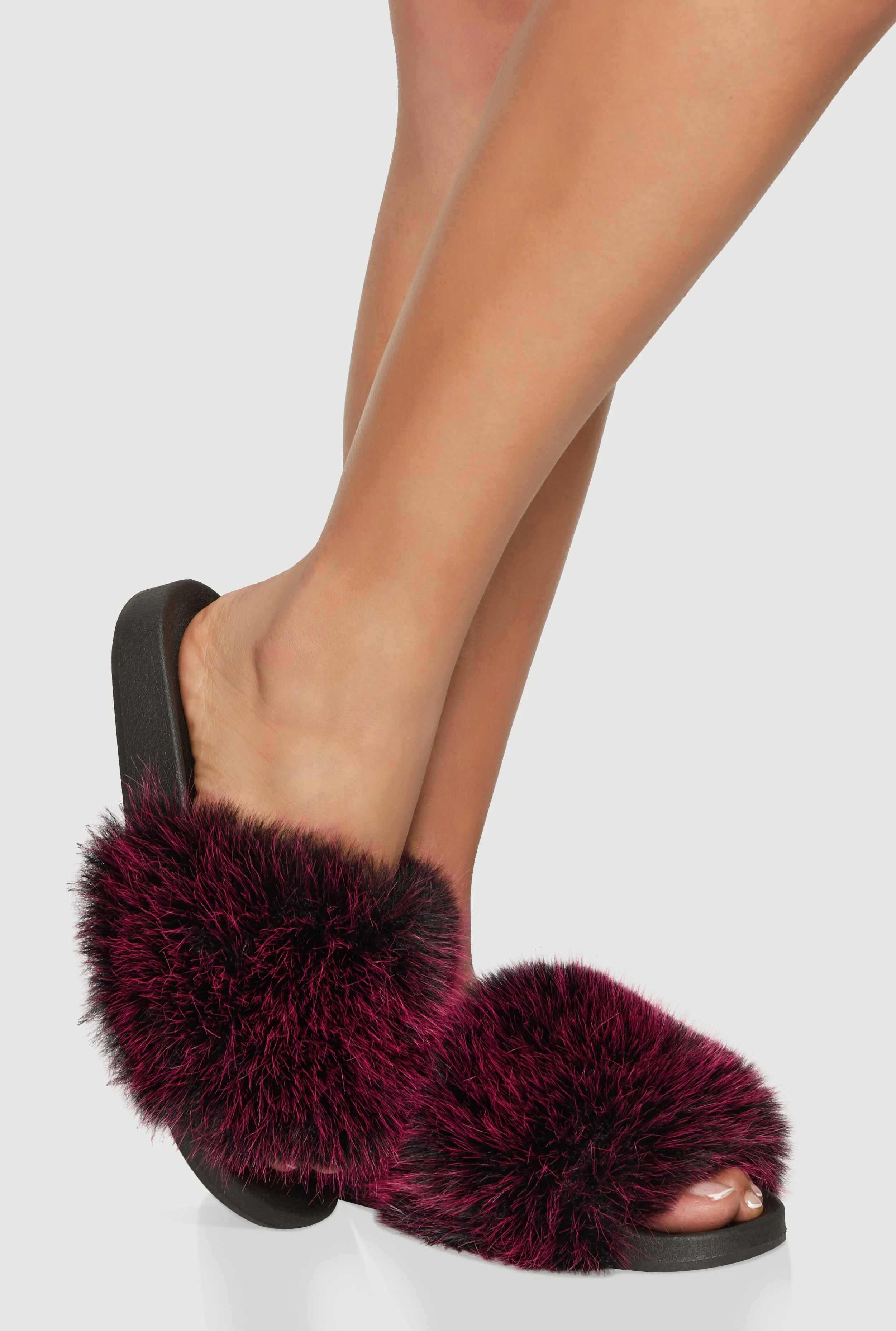 Faux Fur Band Slide Sandals sold by Rainbow