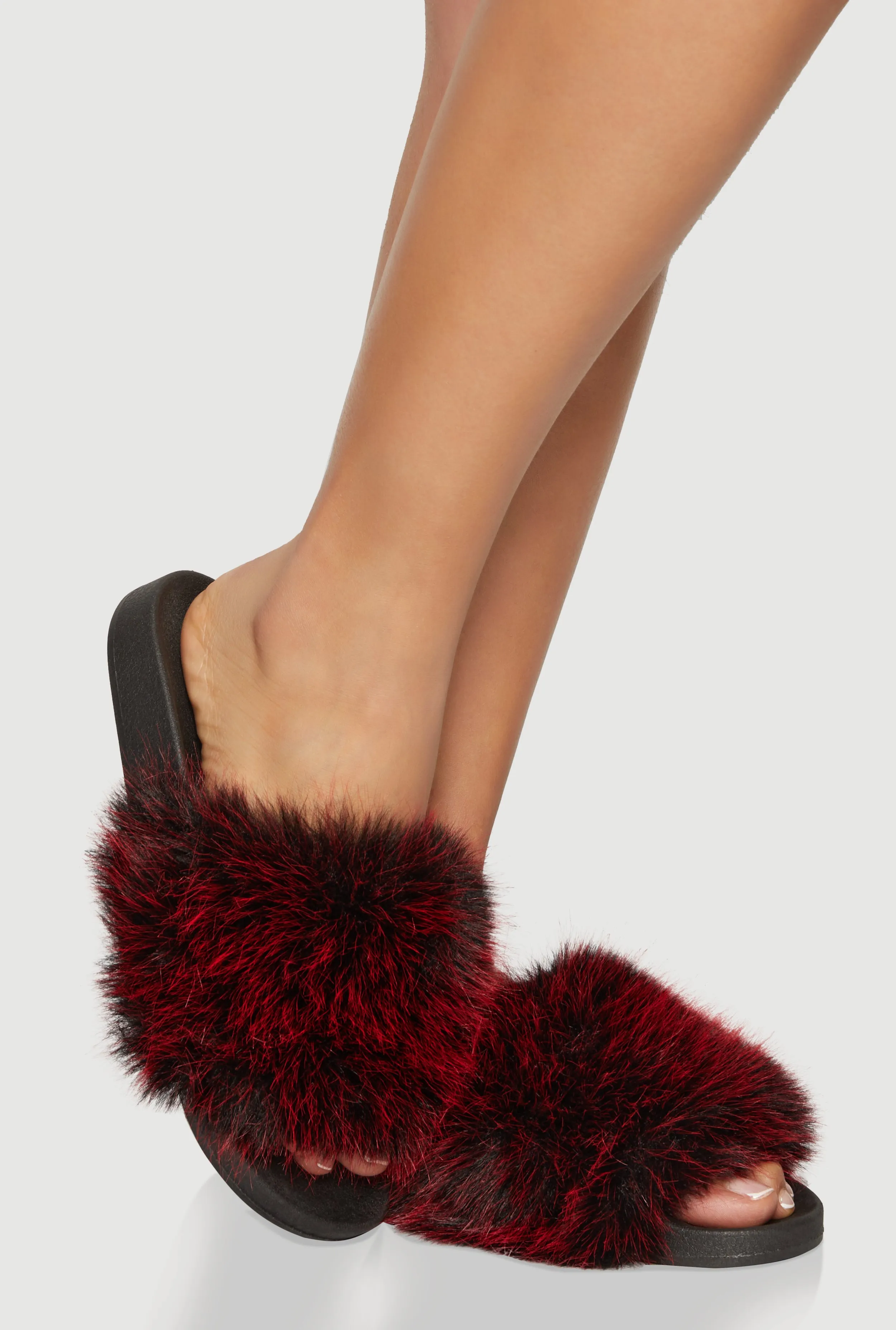 Faux Fur Band Slide Sandals sold by Rainbow