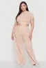 Plus Size Daisy Mineral Wash Cropped Hooded T Shirt with Varsity Stripe sold by Rainbow