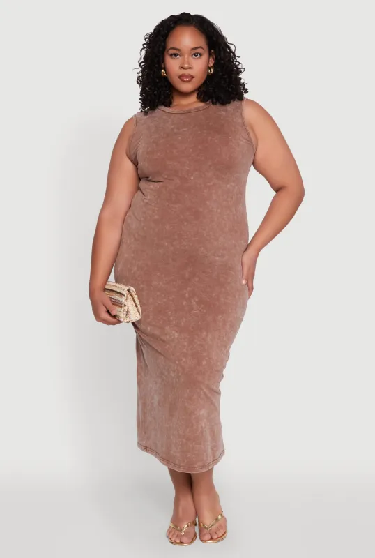 Plus Size Daisy Mineral Wash Maxi Tank Dress sold by Rainbow