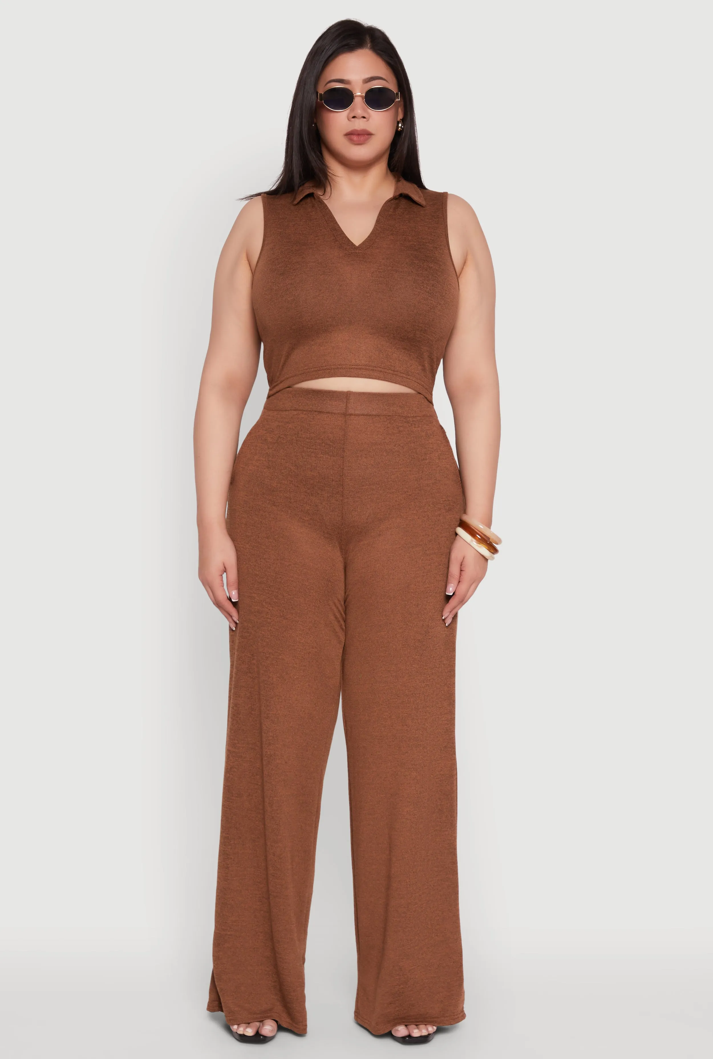 Plus Size Daisy High Waisted Wide Leg Palazzo Pants sold by Rainbow product image thumbnail 2