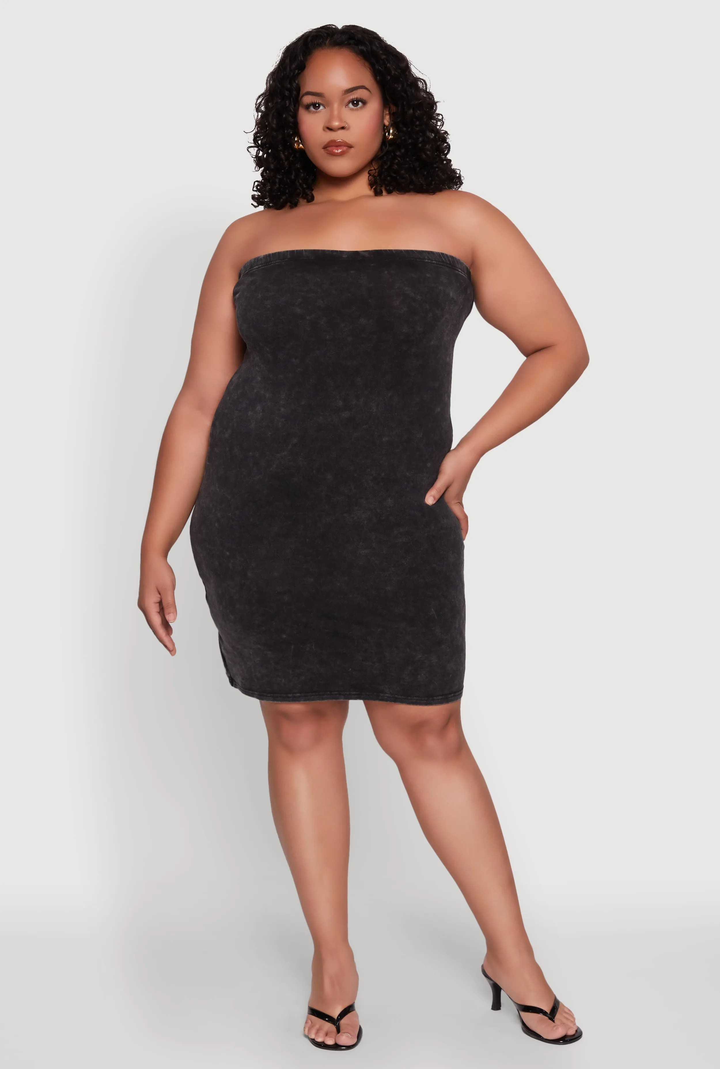 Plus Size Daisy Mineral Wash Mini Strapless Dress sold by Rainbow