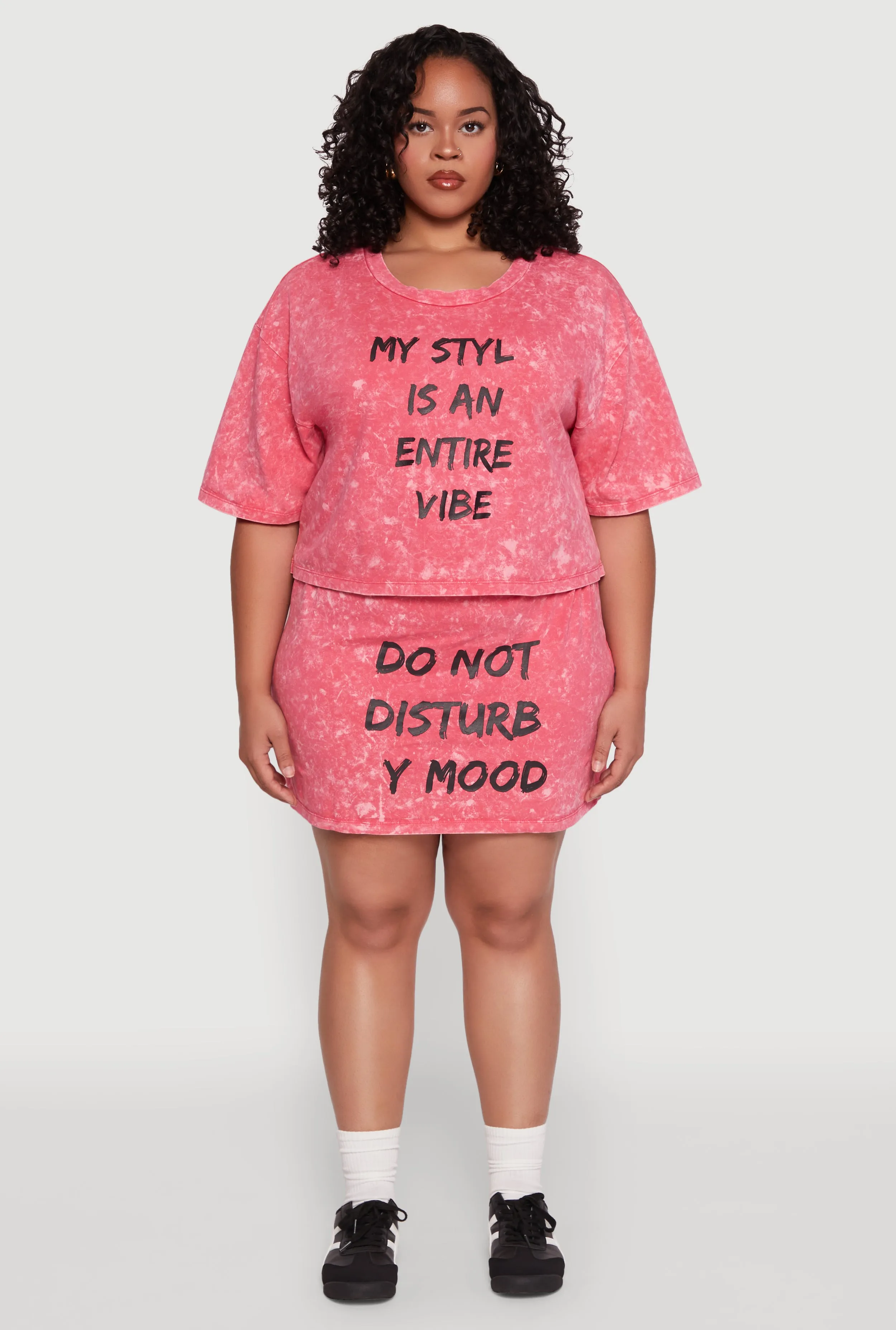 Plus Size Trendy Mineral Wash Entire Vibe Graphic Tee sold by Rainbow product image thumbnail 2