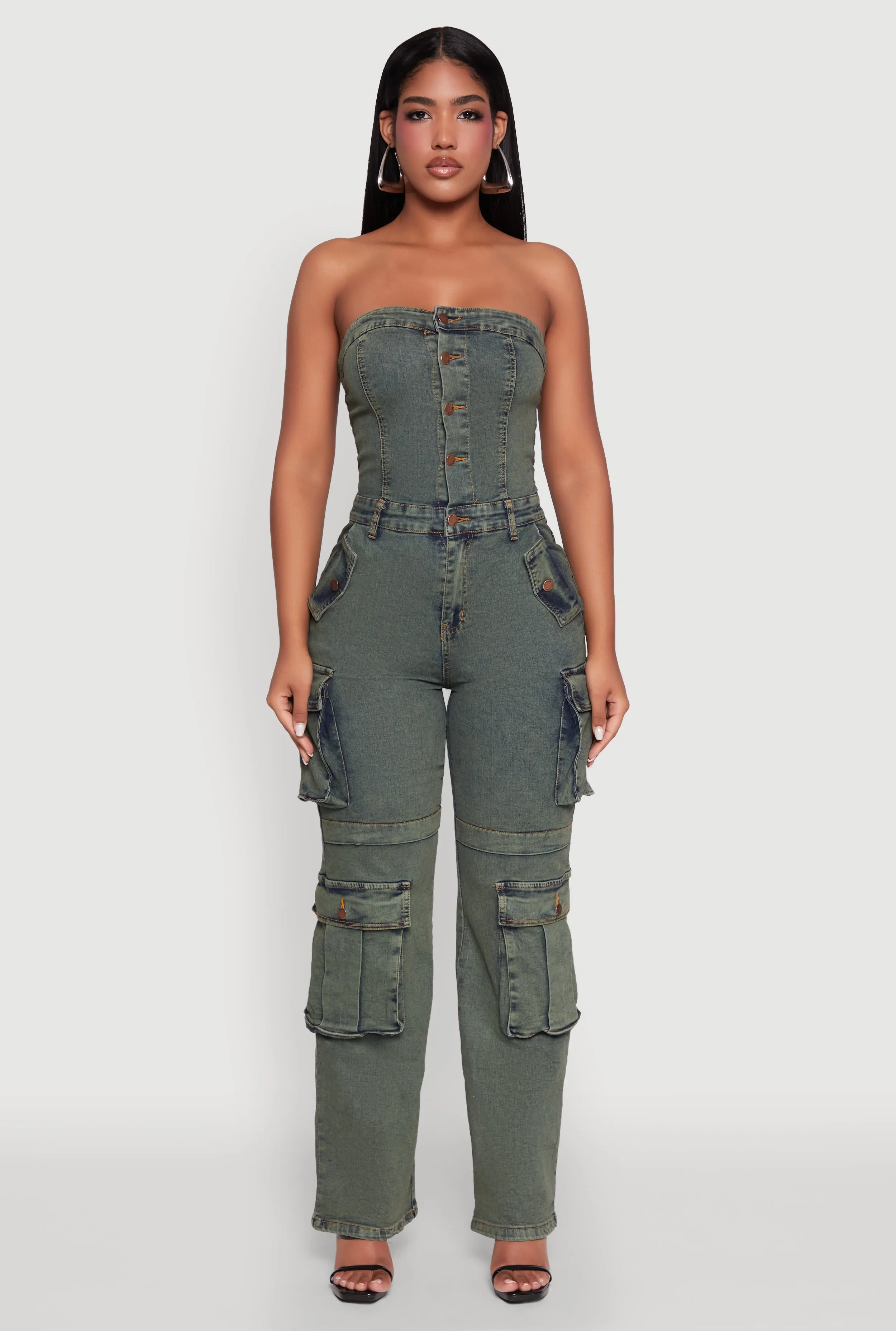 Daisy Mineral Wash Denim Jumpsuit with Cargo Pockets sold by Rainbow product image thumbnail 2