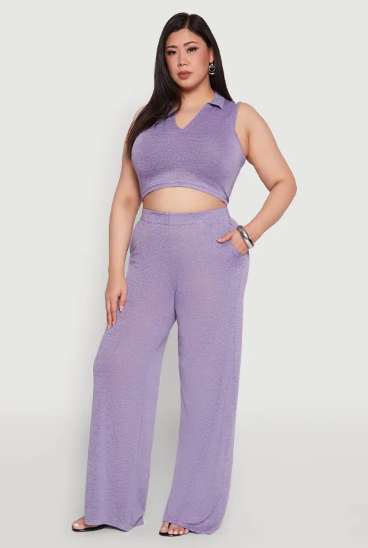 Plus Size Daisy High Waisted Wide Leg Palazzo Pants sold by Rainbow