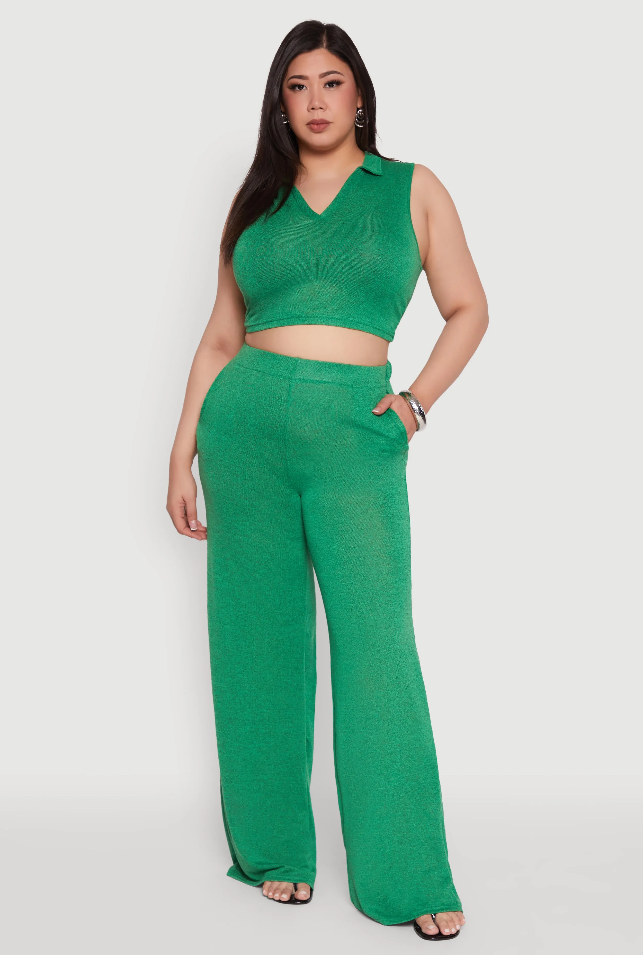 Plus Size Daisy Sleeveless Cropped Polo Top sold by Rainbow product image thumbnail 2