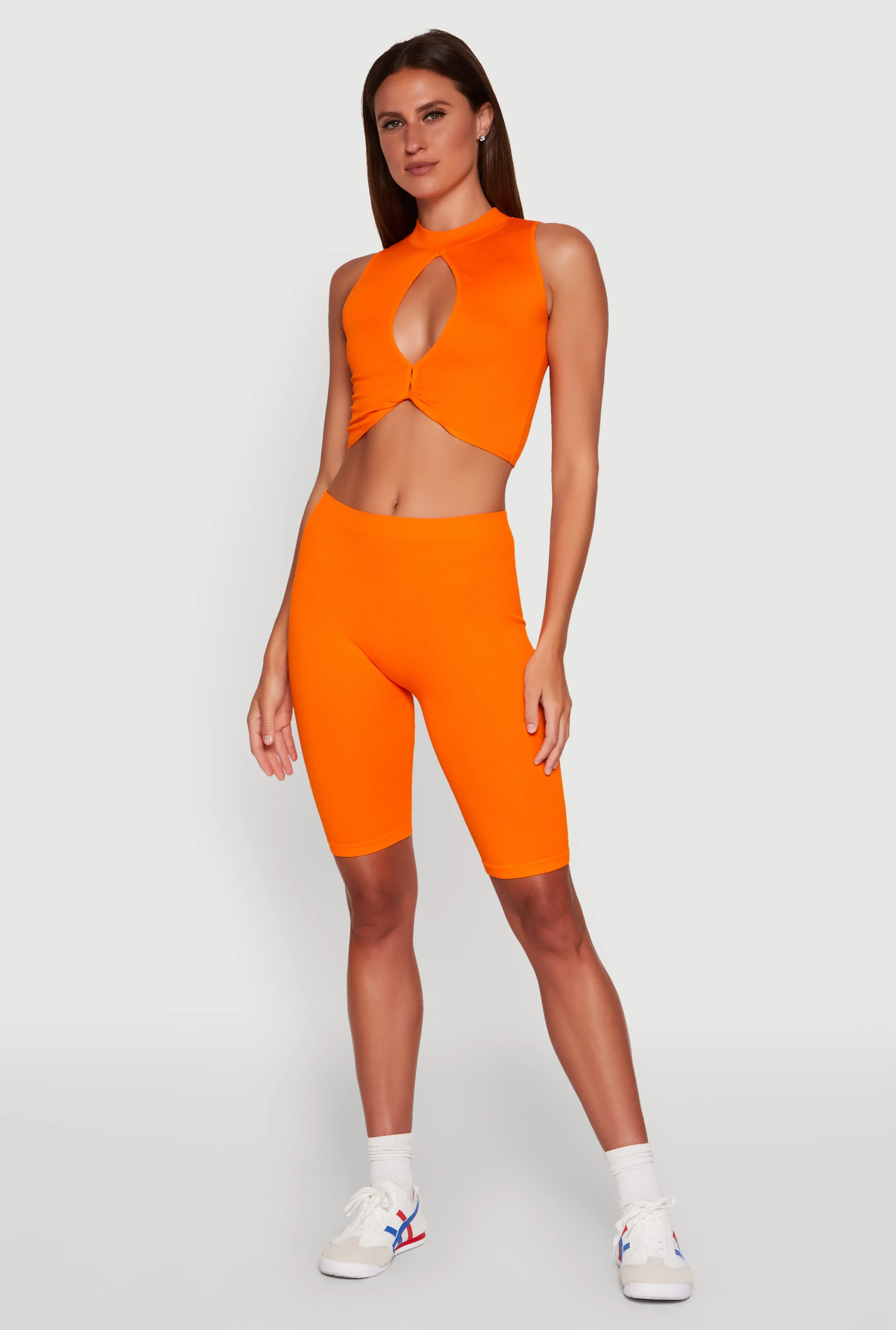 Seamless Rib Knit High Waisted Bike Shorts sold by Rainbow product image thumbnail 2