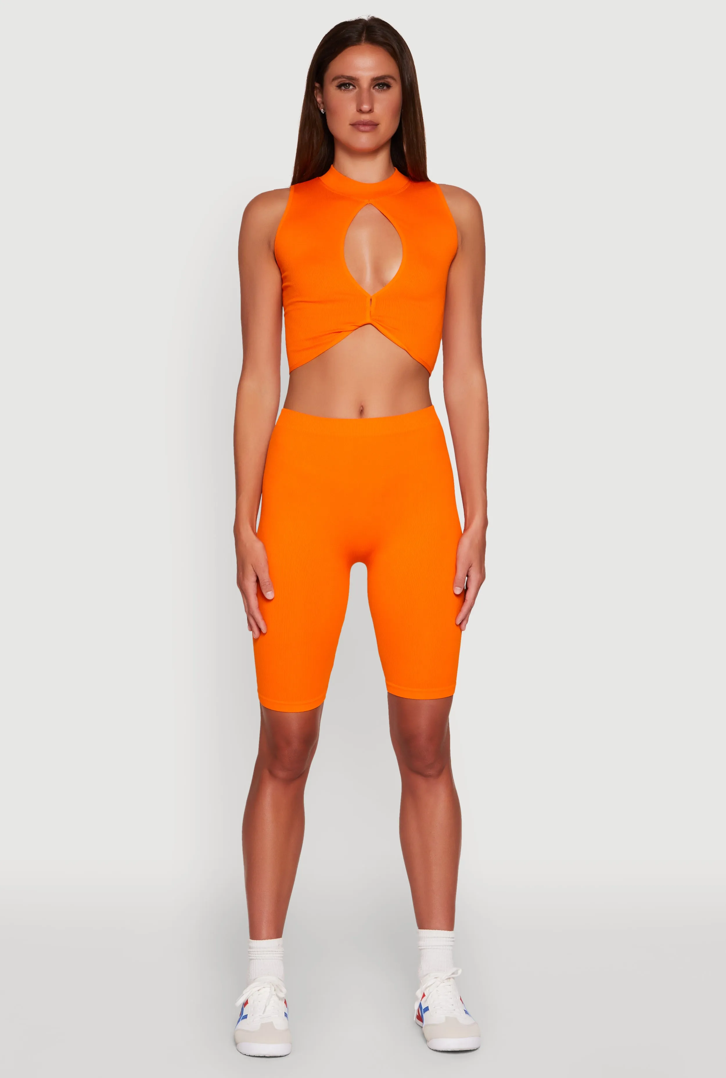 Seamless Rib Knit High Waisted Bike Shorts sold by Rainbow