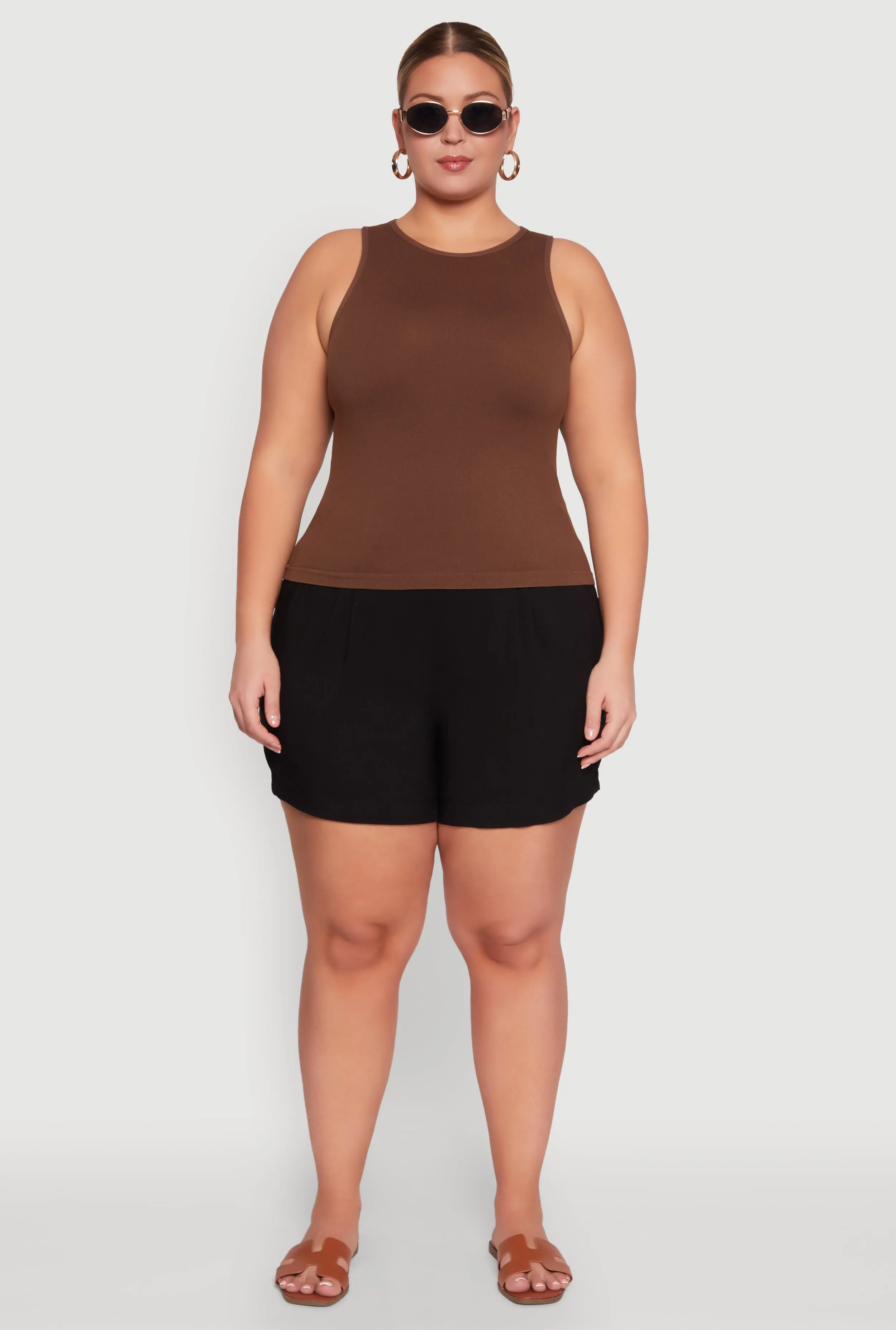 Plus Size Basic Crew Neck Tank Top sold by Rainbow