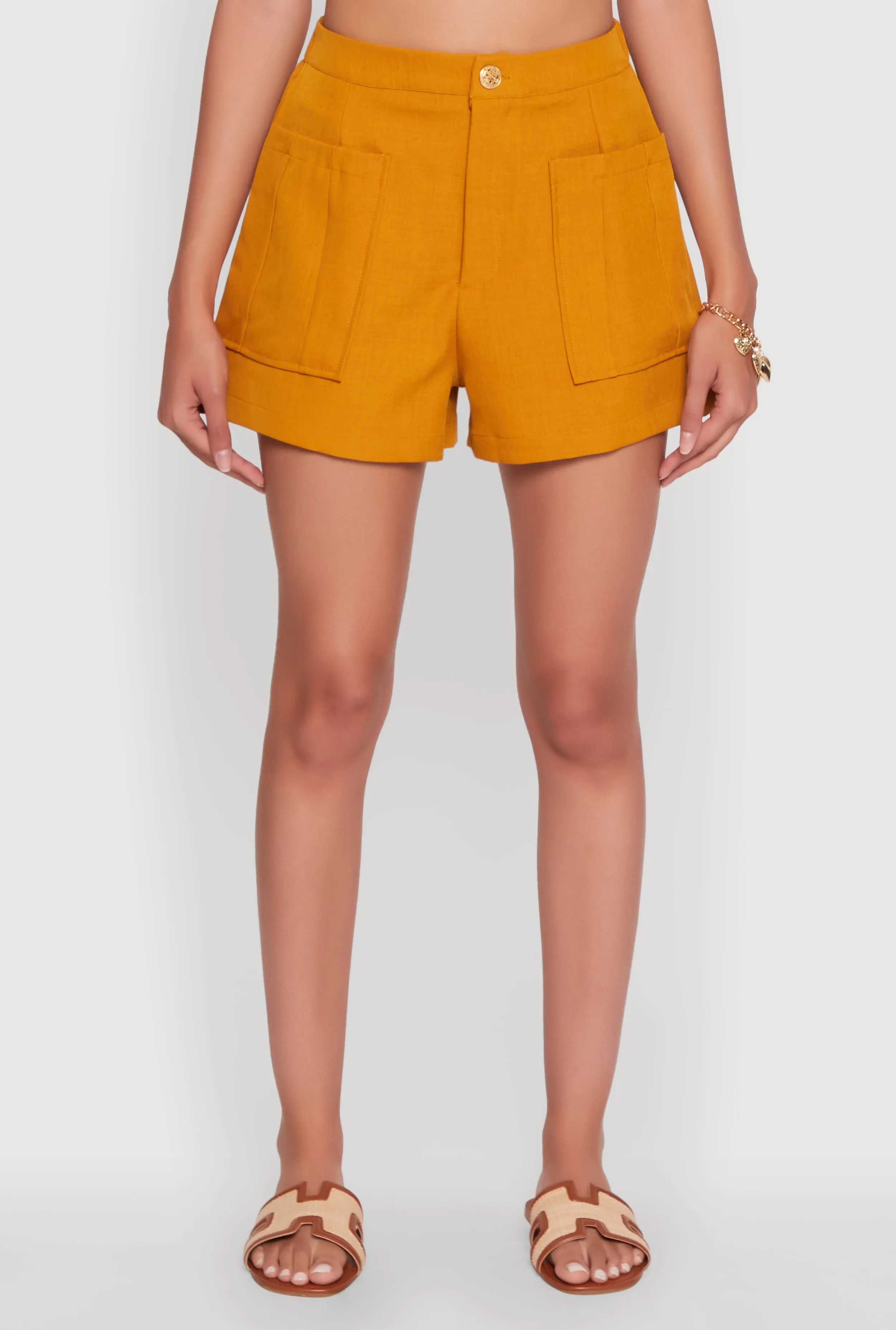 Trendy High Waisted Twill Shorts with Front Pockets sold by Rainbow product image thumbnail 3
