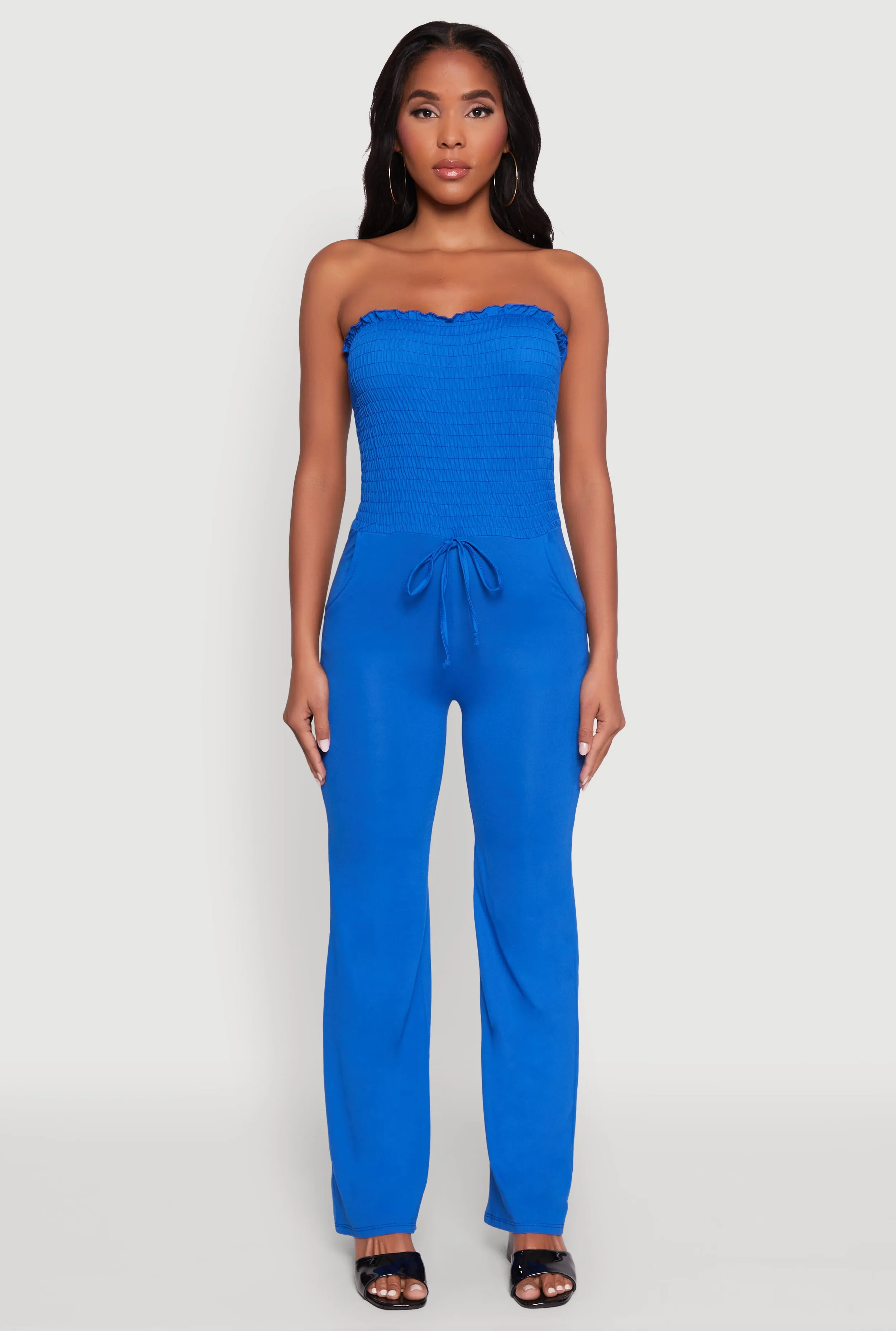 Chic Smocked Strapless Ruffle Jumpsuit with Faux Drawstring sold by Rainbow product image thumbnail 2