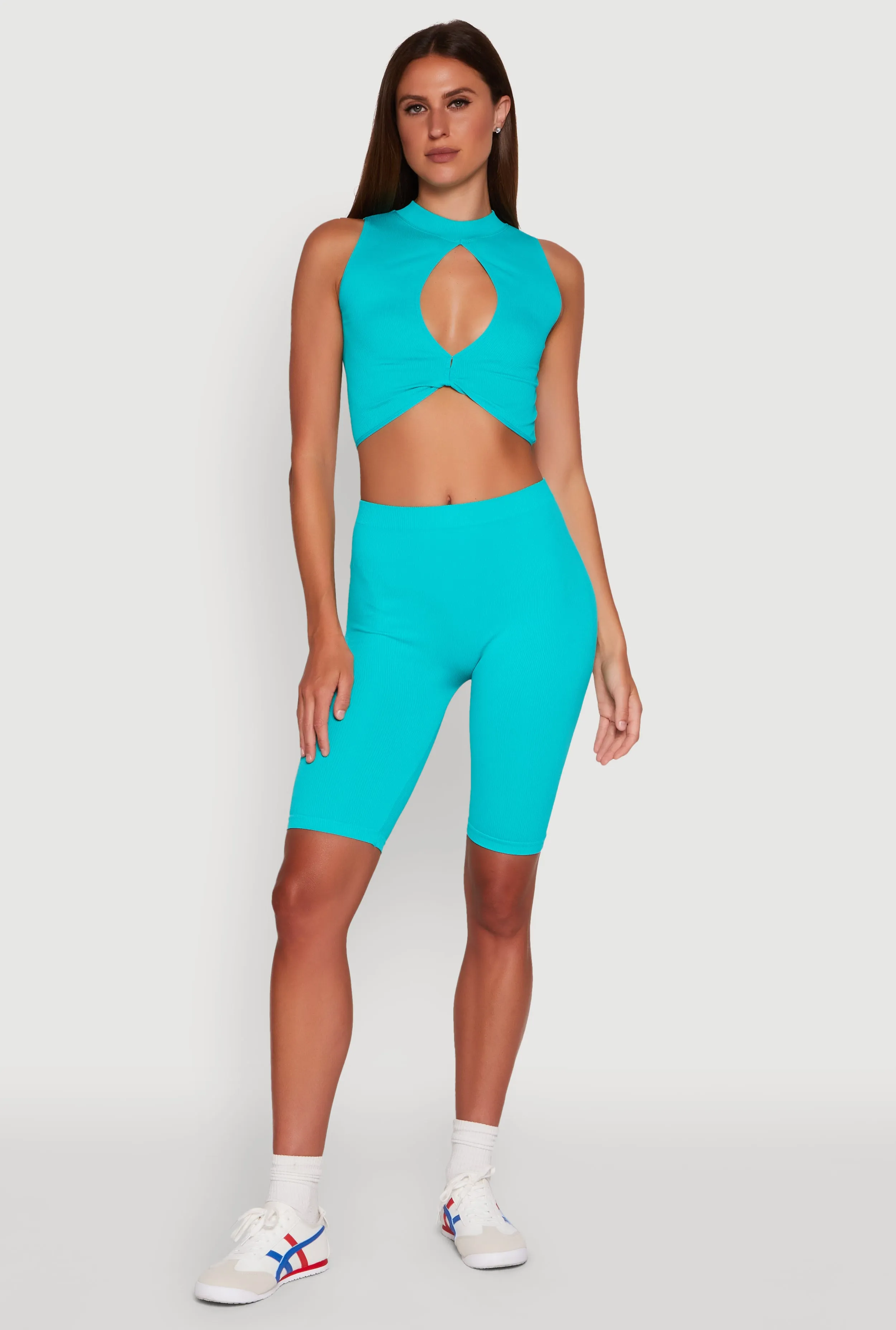 Seamless Rib Knit High Waisted Bike Shorts sold by Rainbow product image thumbnail 2