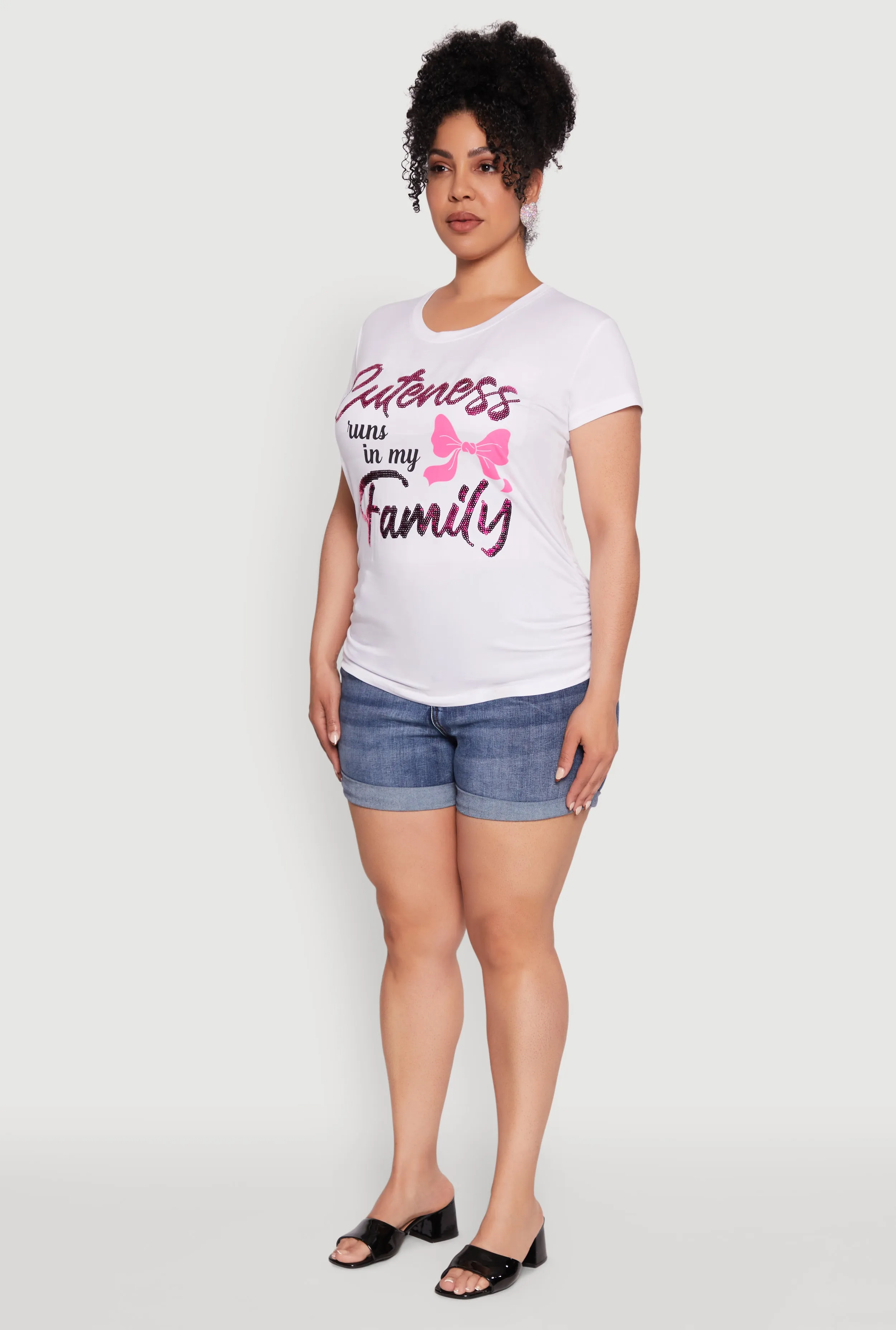 Plus Size Ruched Cuteness Runs In My Family Graphic Tee sold by Rainbow product image thumbnail 5