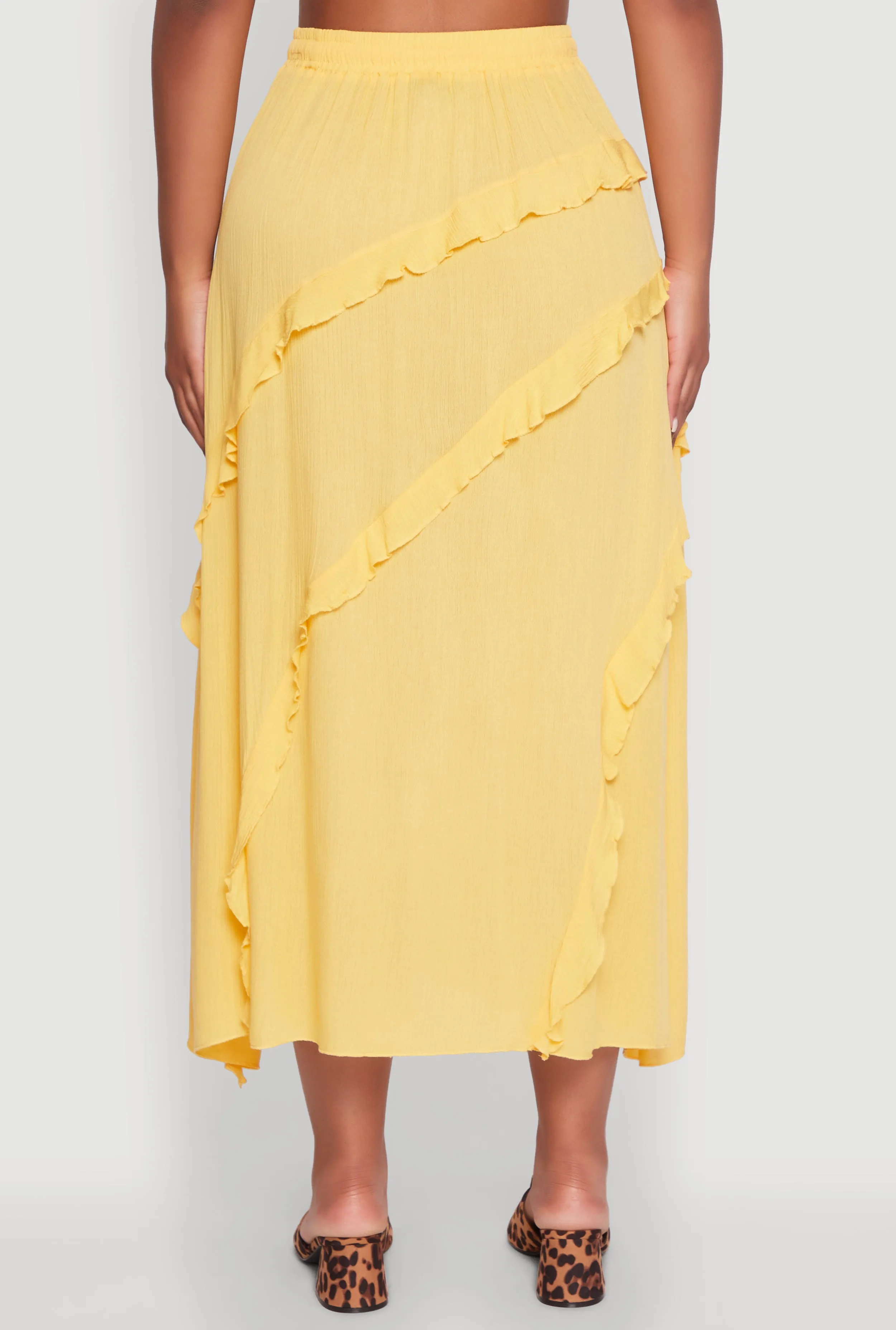 Trendy Gauze Knit Asymmetrical Skirt with Ruffles sold by Rainbow product image thumbnail 5