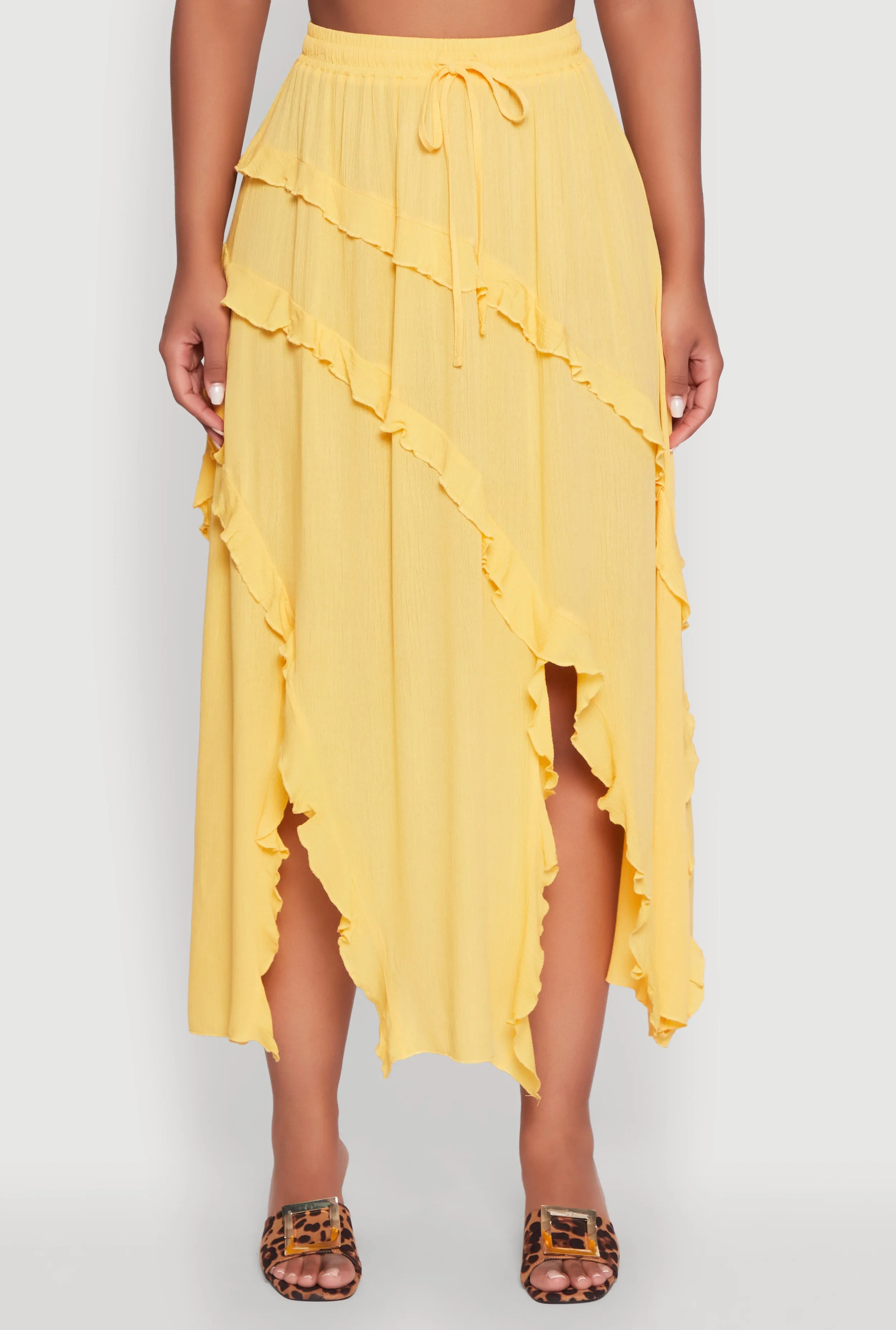 Trendy Gauze Knit Asymmetrical Skirt with Ruffles sold by Rainbow product image thumbnail 3