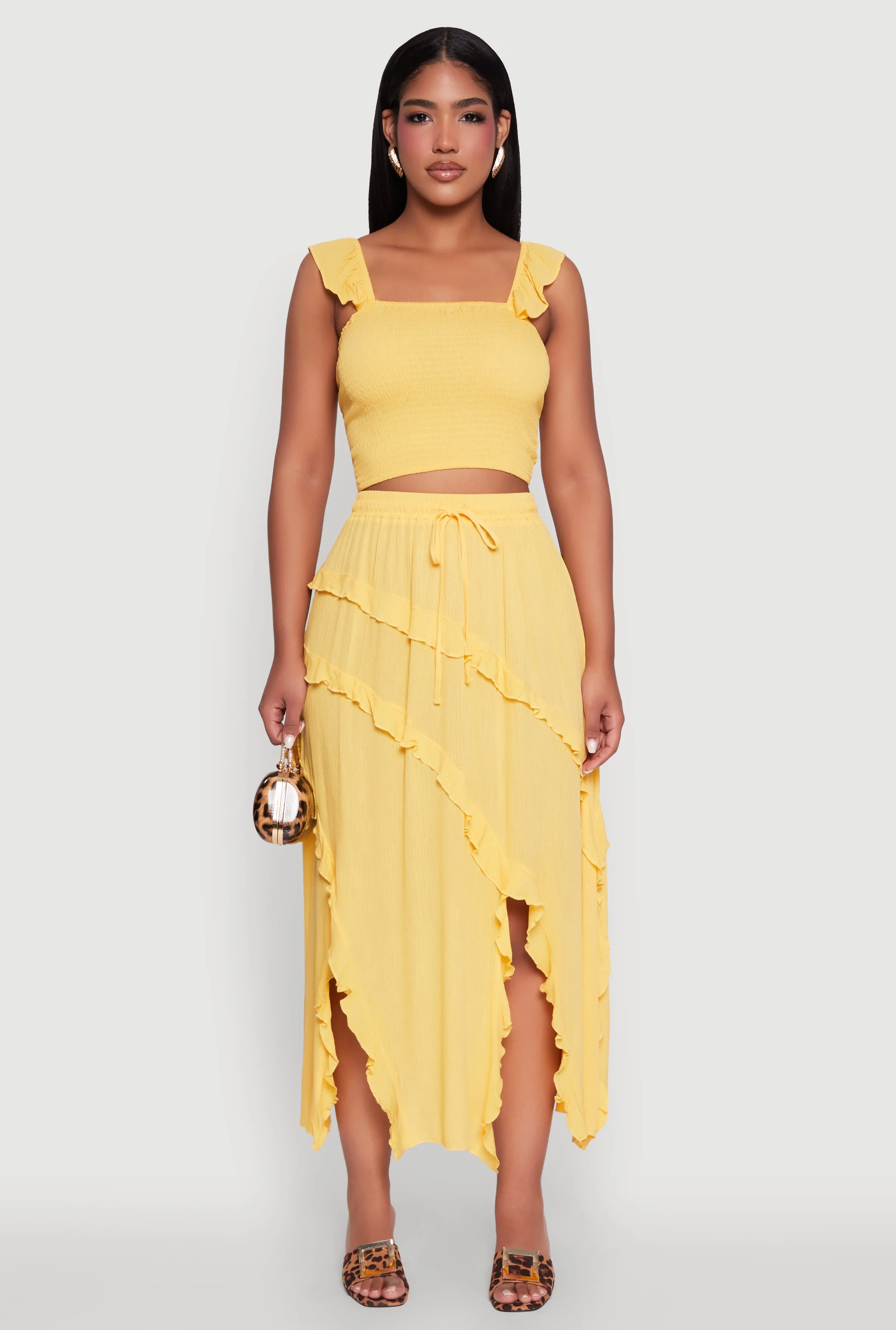 Trendy Gauze Knit Asymmetrical Skirt with Ruffles sold by Rainbow product image thumbnail 2