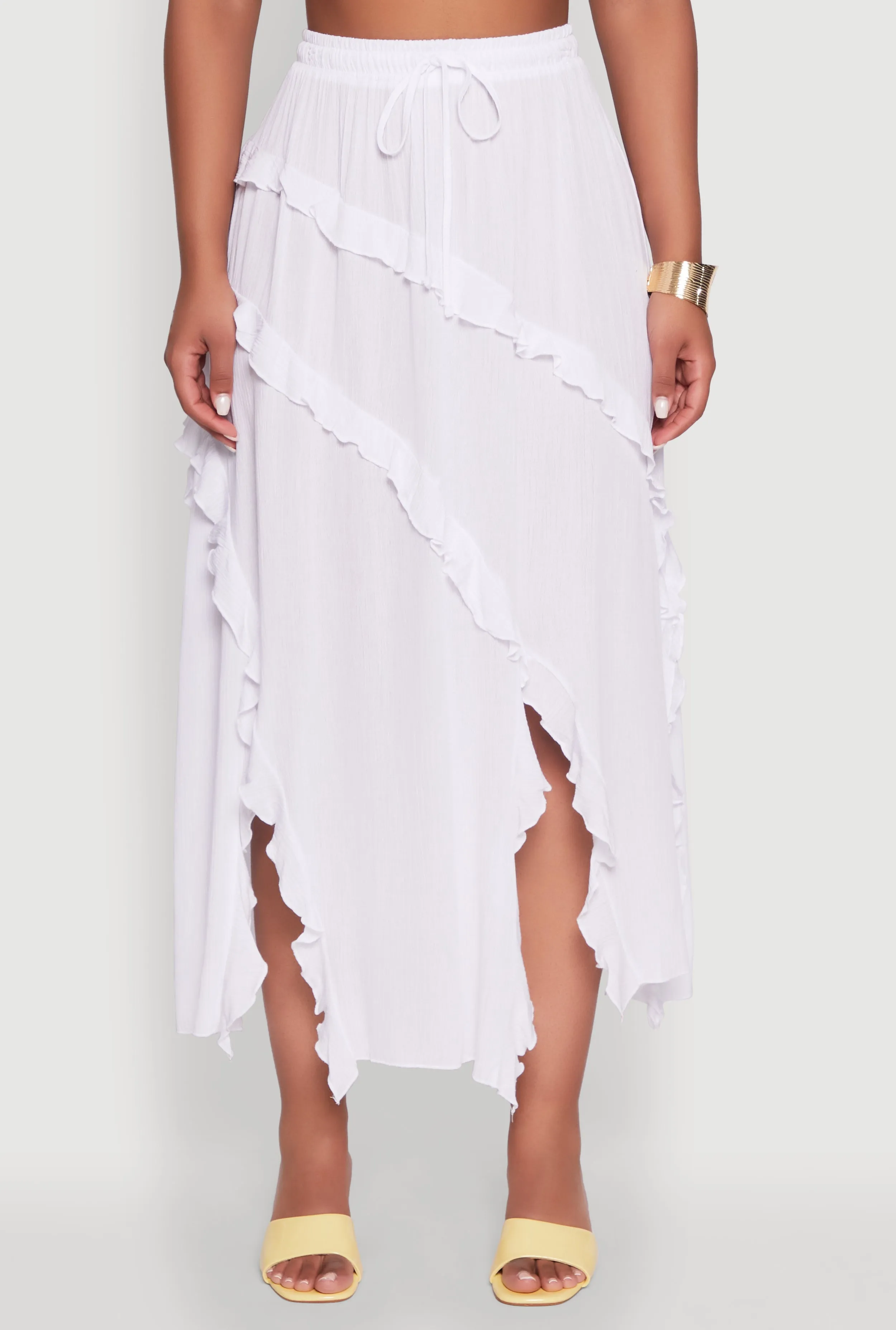 Trendy Gauze Knit Asymmetrical Skirt with Ruffles sold by Rainbow product image thumbnail 3