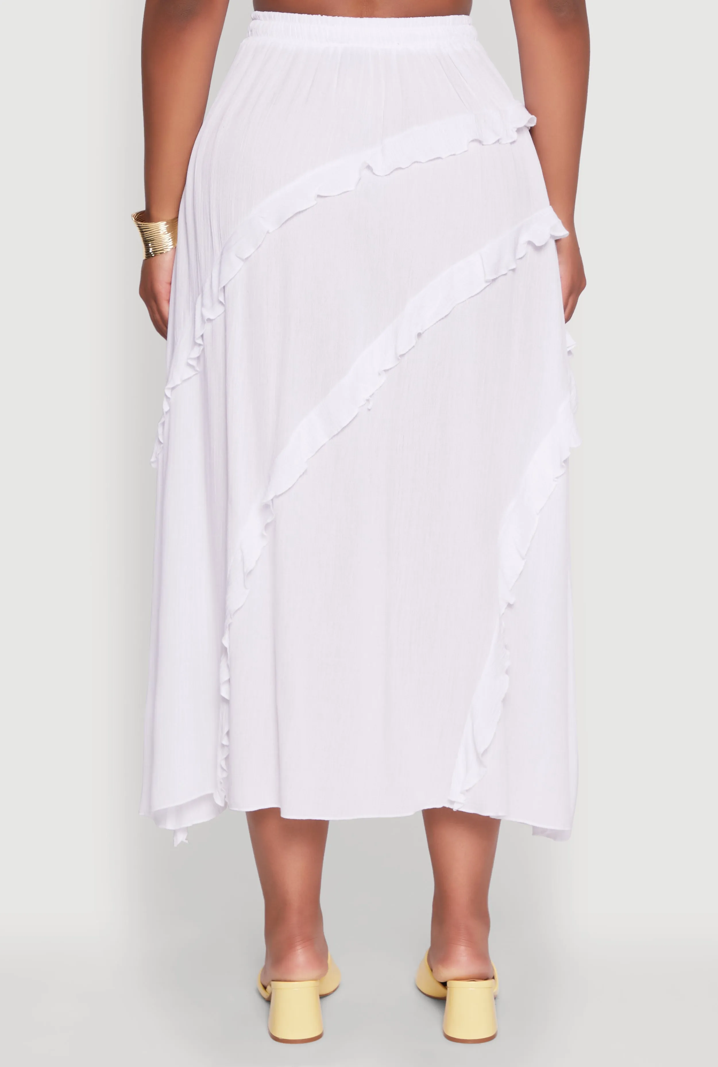 Trendy Gauze Knit Asymmetrical Skirt with Ruffles sold by Rainbow product image thumbnail 5