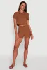 Crepe Knit Metallic D Ring Button Front Cropped Shirt sold by Rainbow