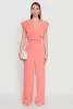Chic Crepe Knit Blouse with Padded Shoulders and Tie Back sold by Rainbow