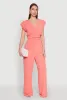 Chic Crepe Knit Blouse with Padded Shoulders and Tie Back sold by Rainbow