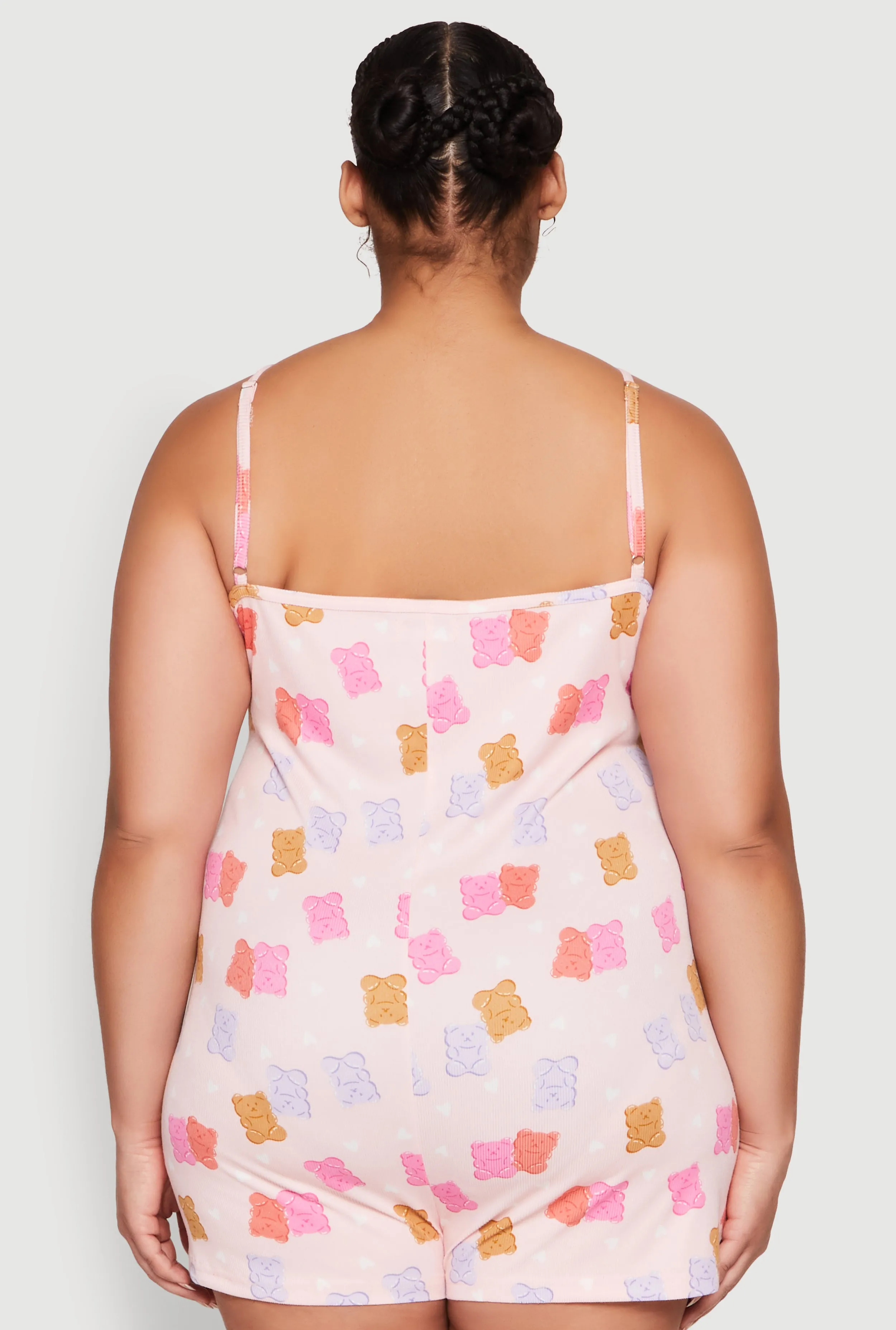 Plus Size Gummy Bear Print Pajama Romper sold by Rainbow product image thumbnail 3