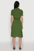 Chic Smocked Puff Sleeve Shirt Dress with Tie Waist Belt sold by Rainbow