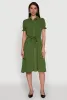 Chic Smocked Puff Sleeve Shirt Dress with Tie Waist Belt sold by Rainbow
