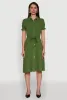 Chic Smocked Puff Sleeve Shirt Dress with Tie Waist Belt sold by Rainbow