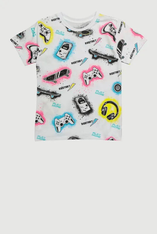 Boys Video Game Patterned T Shirt sold by Rainbow