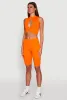 Chic Rib Knit Mock Neck Twist Front Crop Top sold by Rainbow